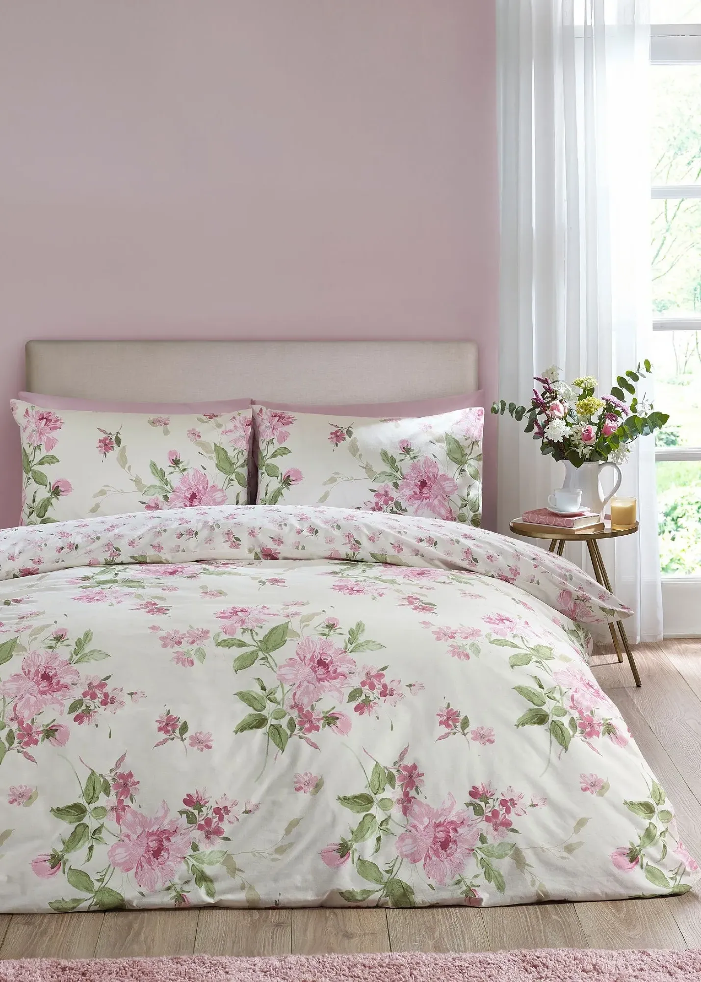Avebury Floral Single Reversible Duvet Cover Set - Cream, Polyester product