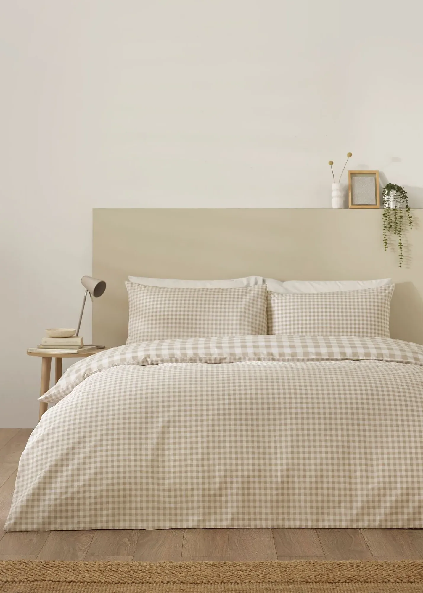 Bamford Gingham Check Reversible Single Duvet Cover Set - Natural, Polyester product