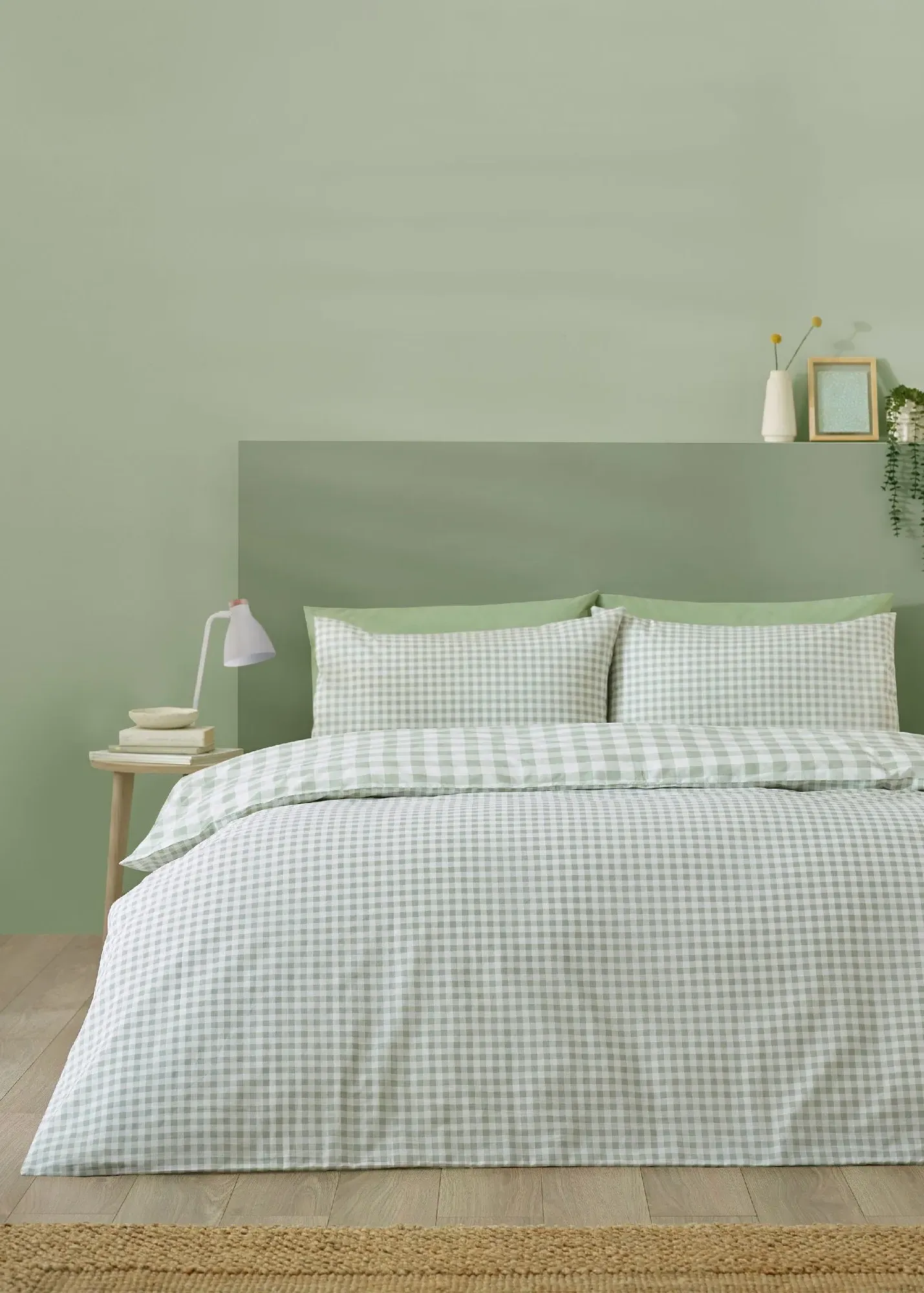 Bamford Gingham Check Single Reversible Duvet Cover Set - Green product