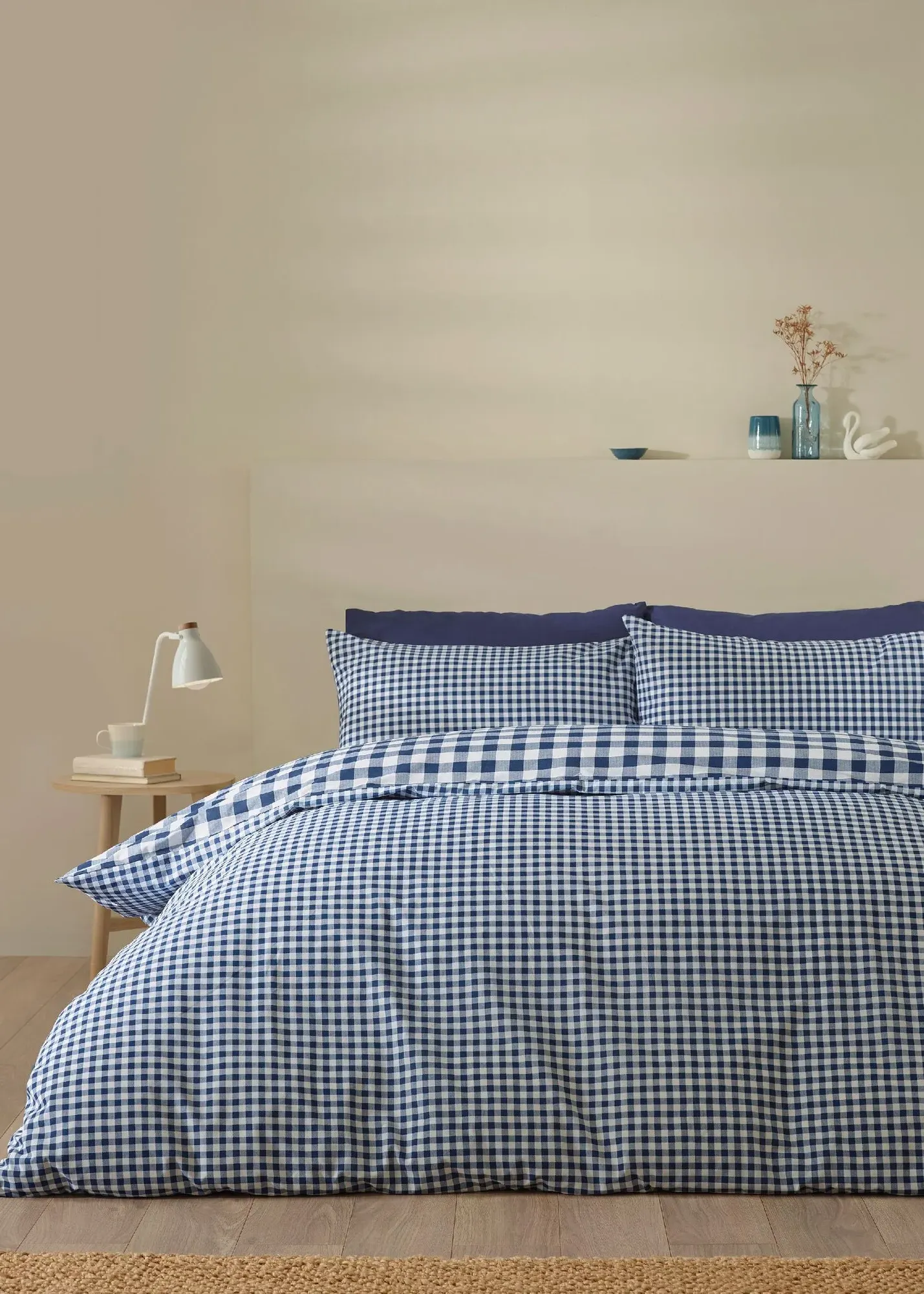 Bamford Gingham Check Single Reversible Duvet Cover Set - Navy product