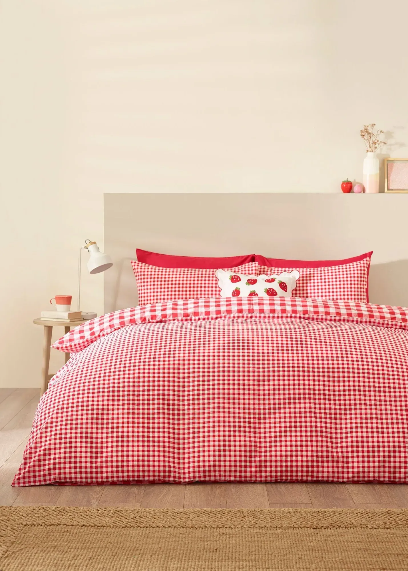 Bamford Gingham Check Single Reversible Duvet Cover Set - Red product