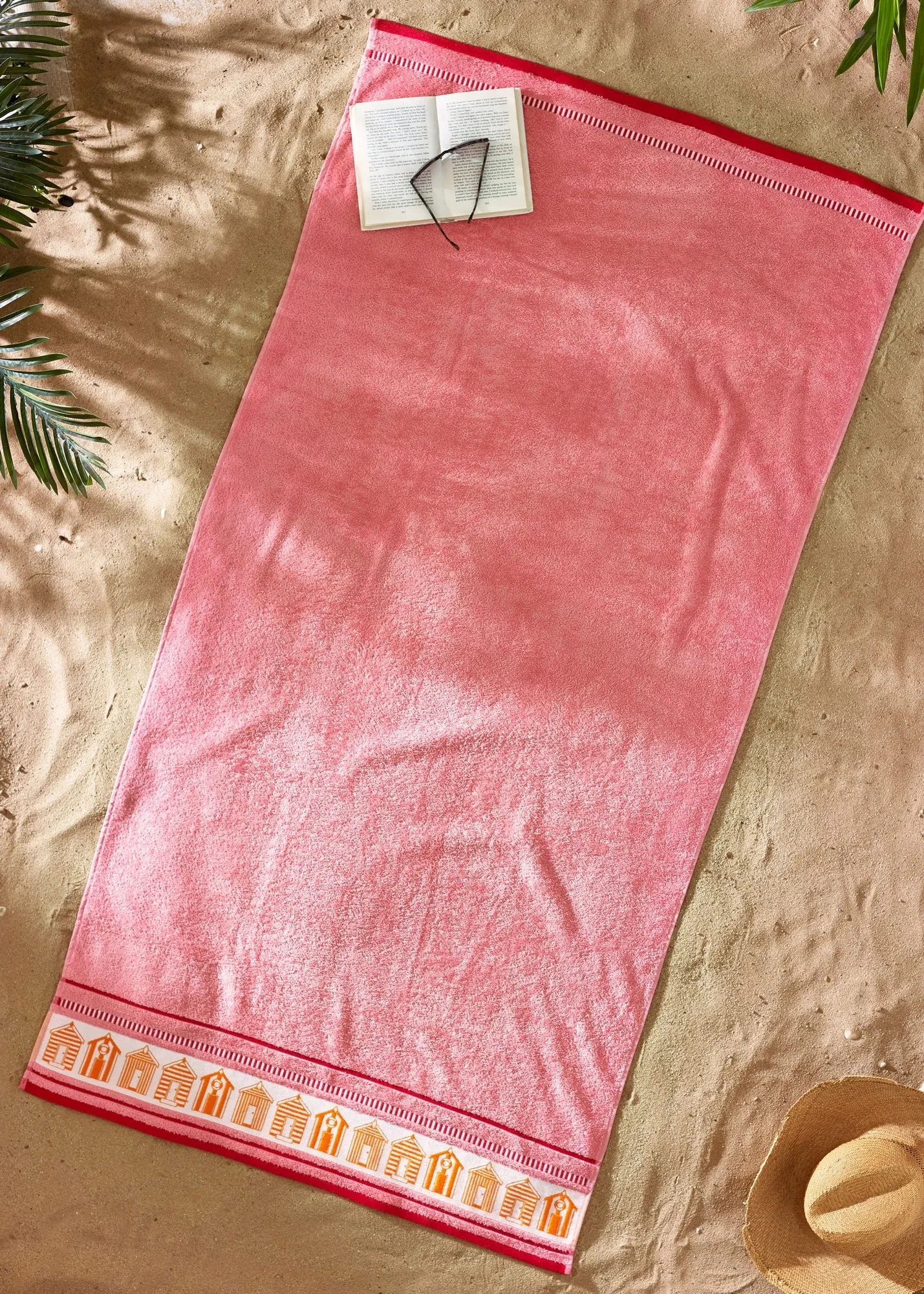 Beach Huts Extra Large Beach Towel - Pink, Cotton product