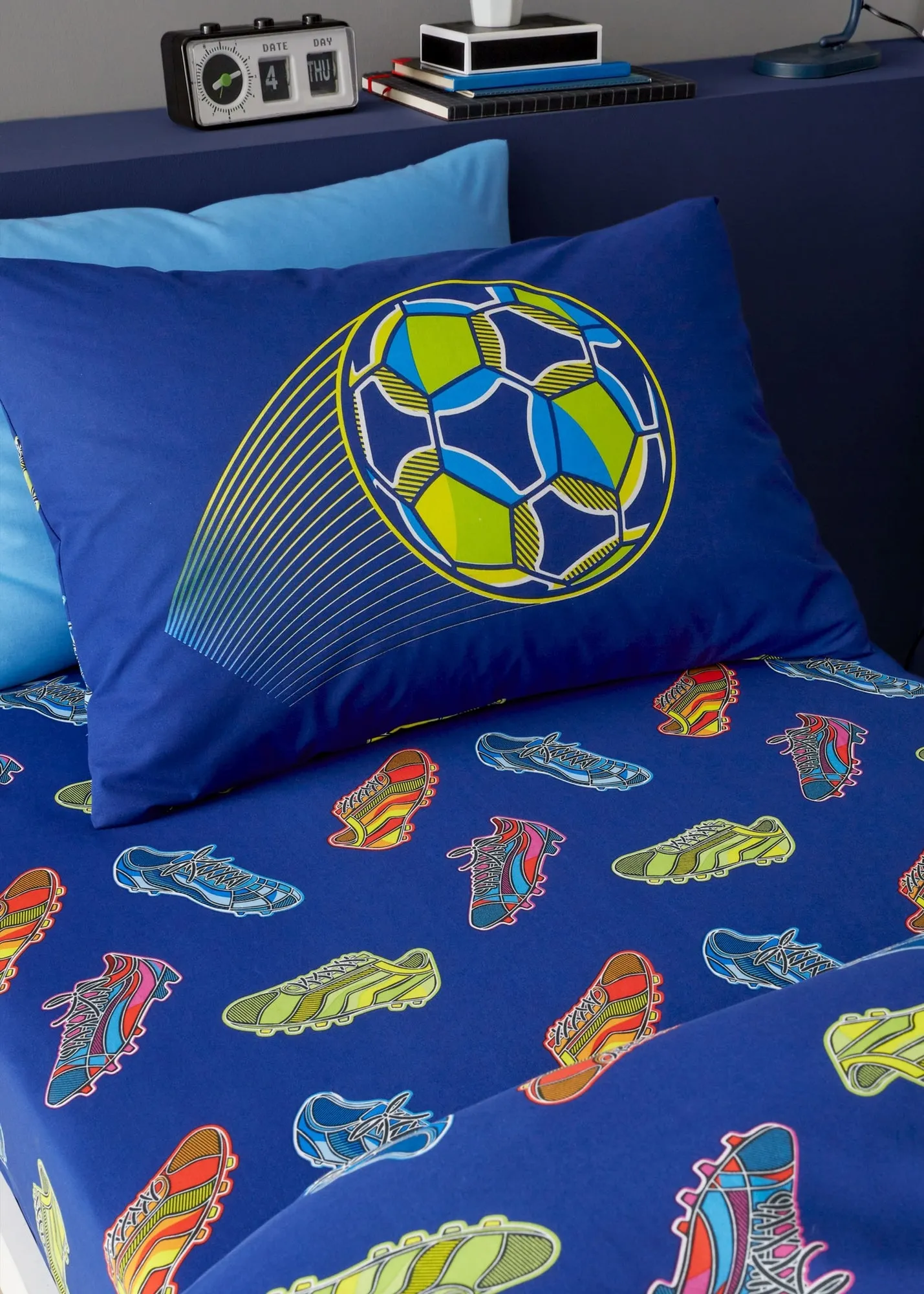 Bright Football Single Fitted Sheet - Navy product
