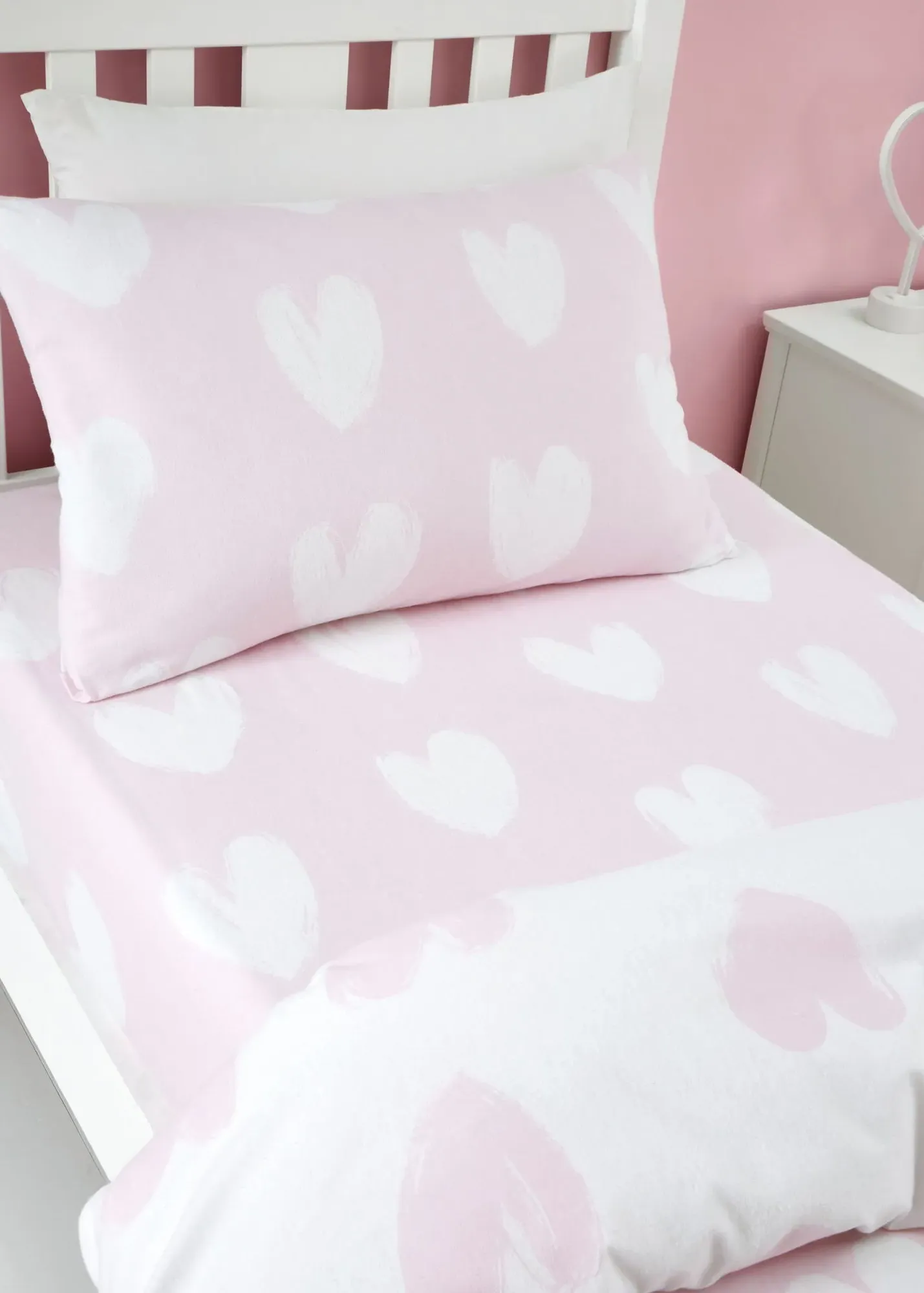 Brushed Cotton Hearts Junior Fitted Sheet - White product