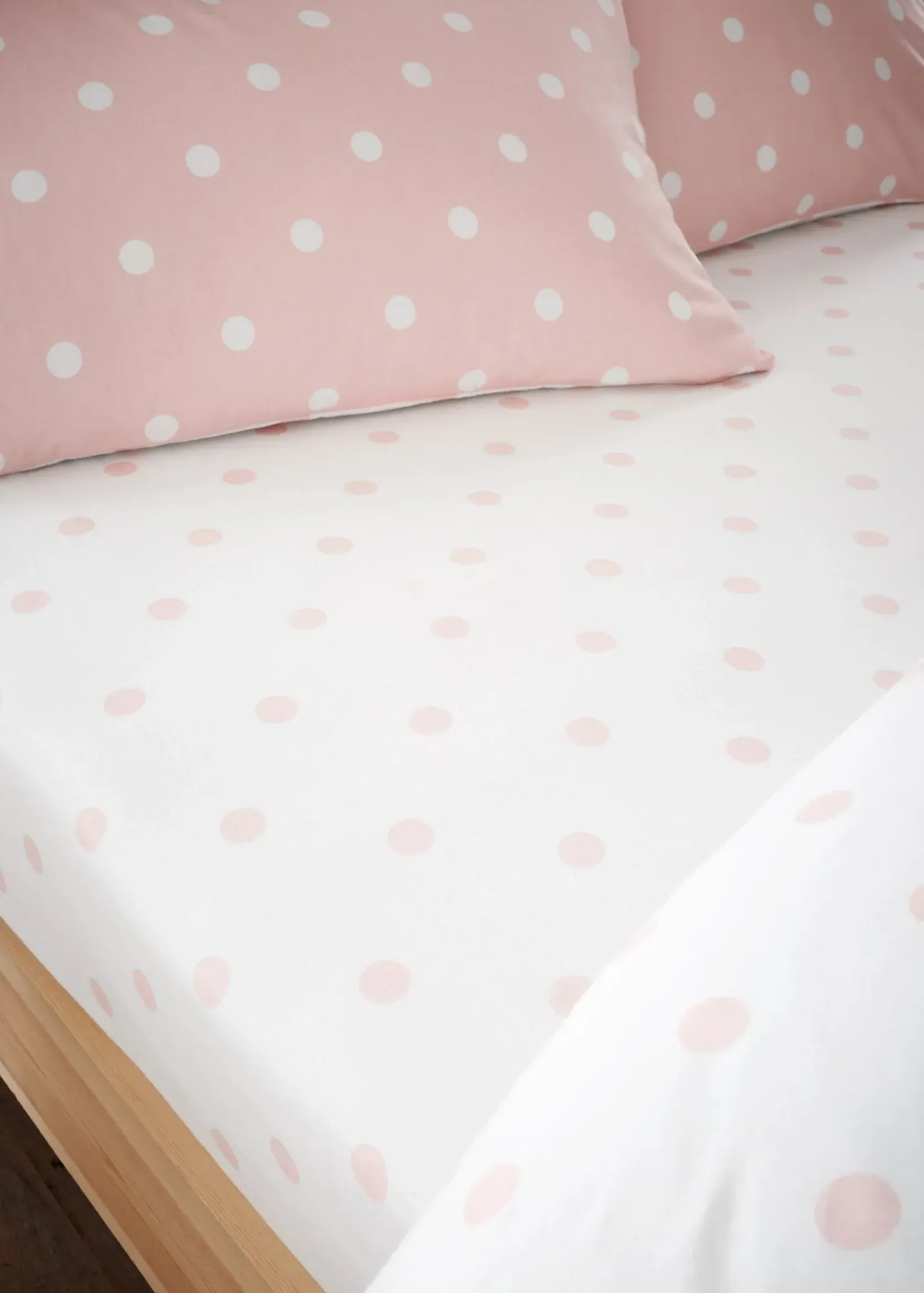Brushed Polka Dot Single Fitted Sheet - Pink, Cotton product
