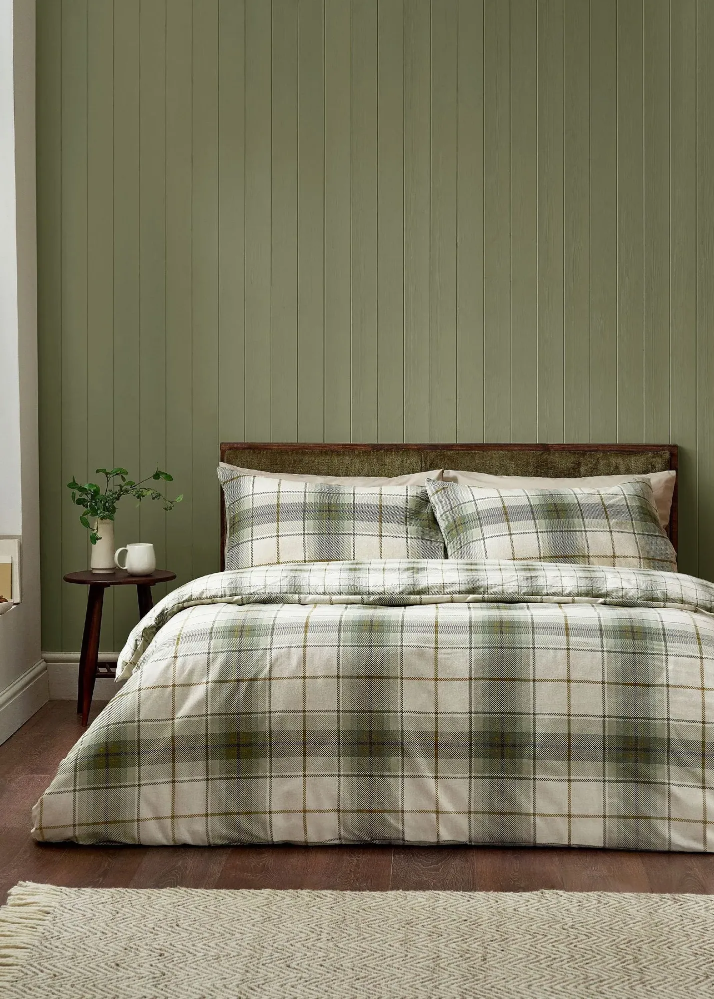 Brushed Troon Check Single Duvet Cover Set - Green product