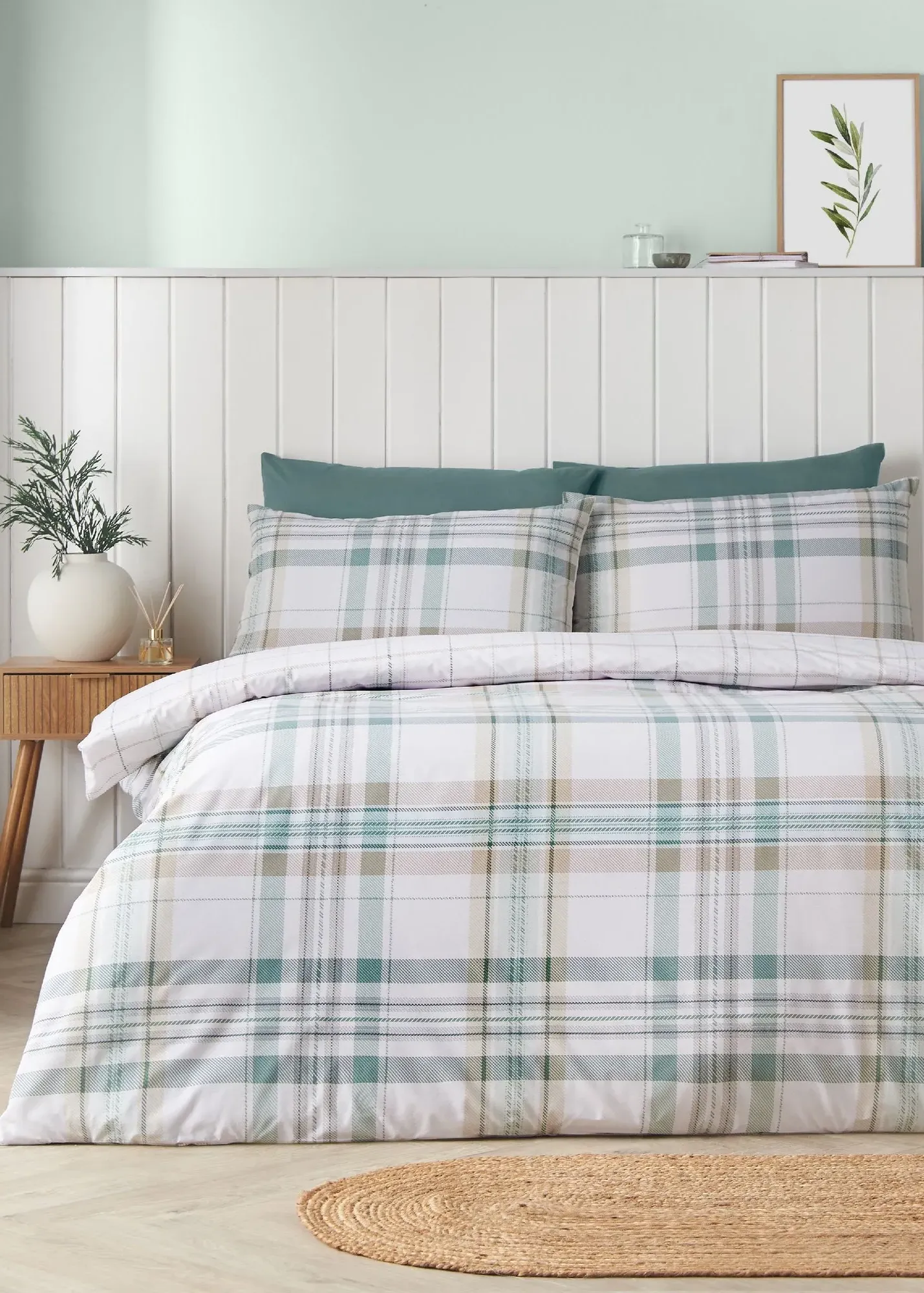 Cartmel Check Single Reversible Duvet Cover Set - Green product