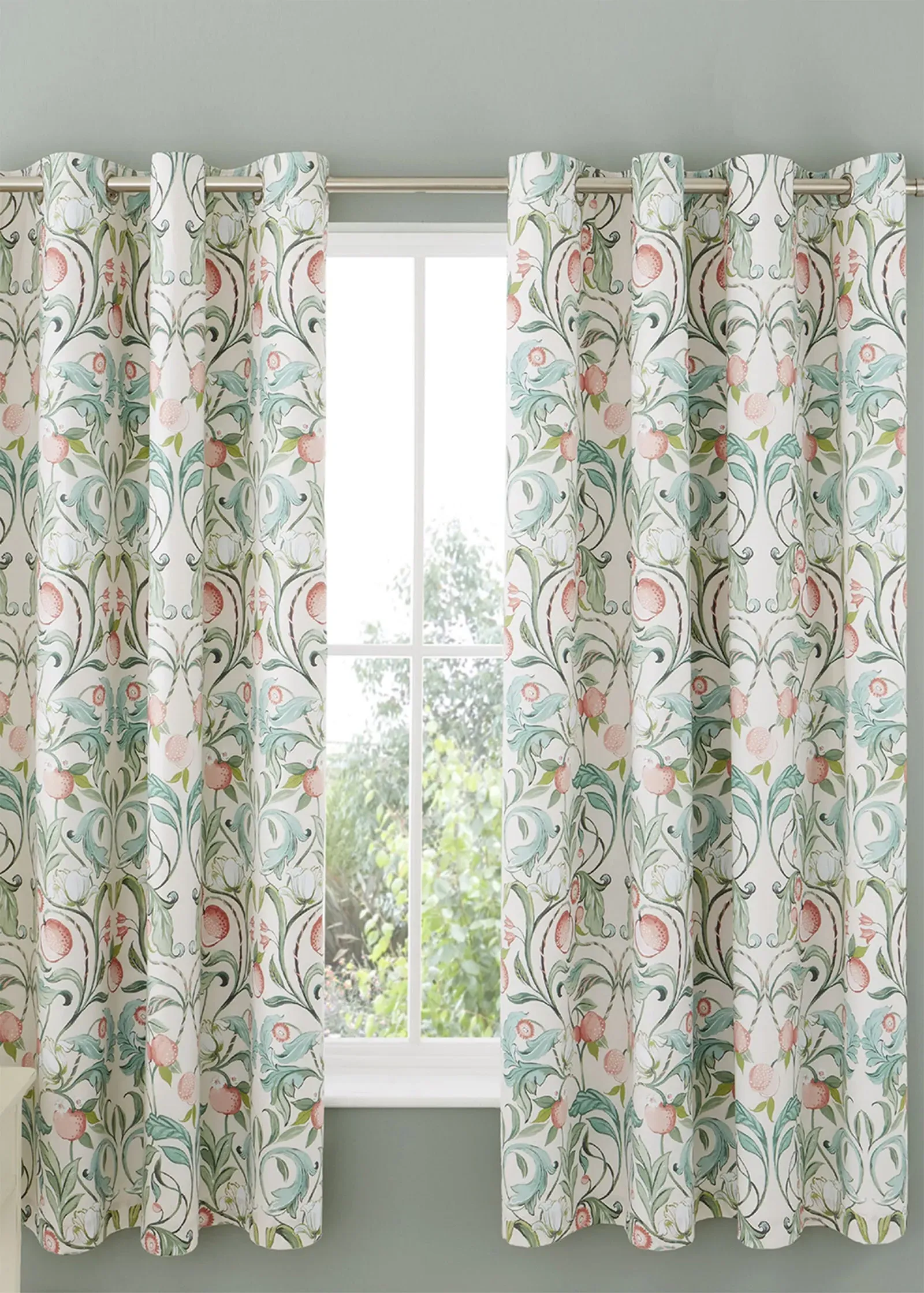 Clarence Floral Lined Eyelet Curtains 66w x 72d - Multi, Polyester product