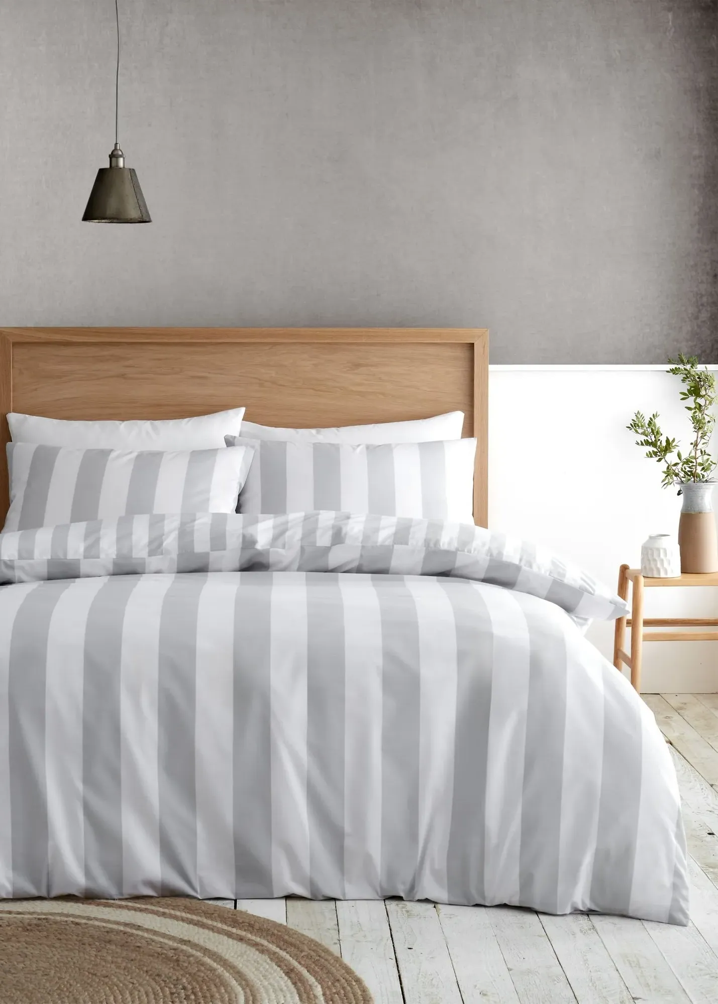 Cove Stripe Reversible Single Duvet Cover Set - Silver product
