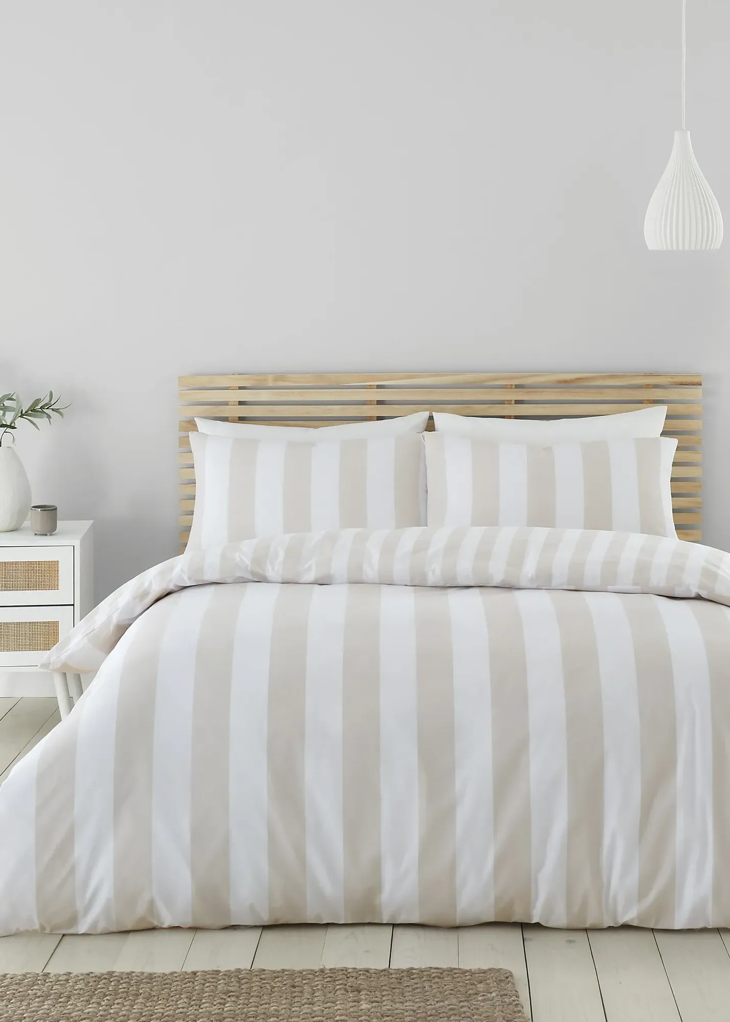 Cove Stripe Single Reversible Duvet Cover Set - Natural product
