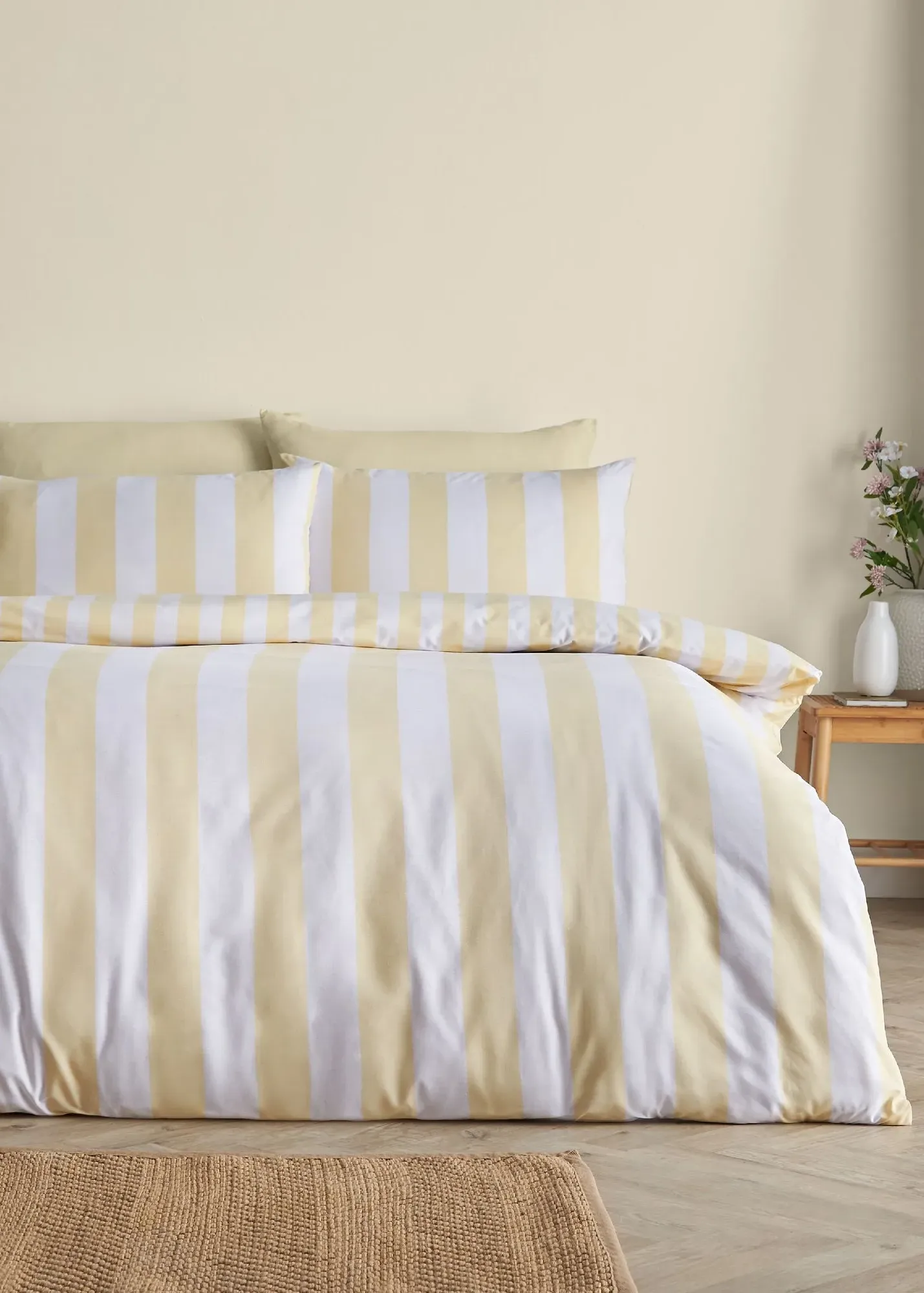 Cove Stripe Single Reversible Duvet Cover Set - Yellow product