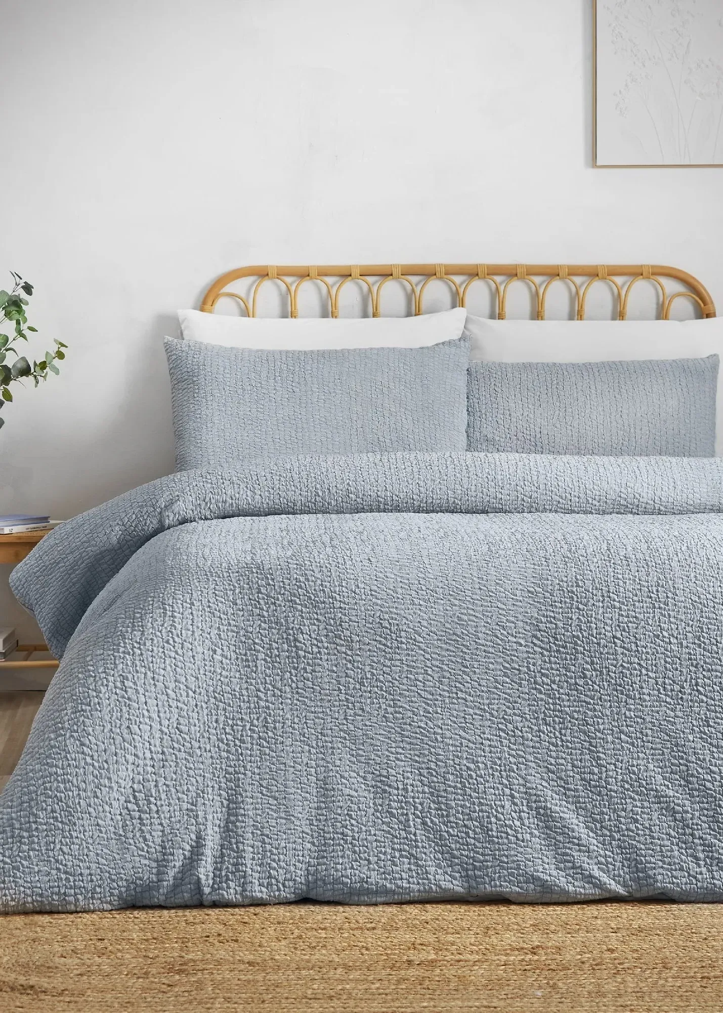 Crinkle Seersucker Single Duvet Cover Set - Blue, Polyester product