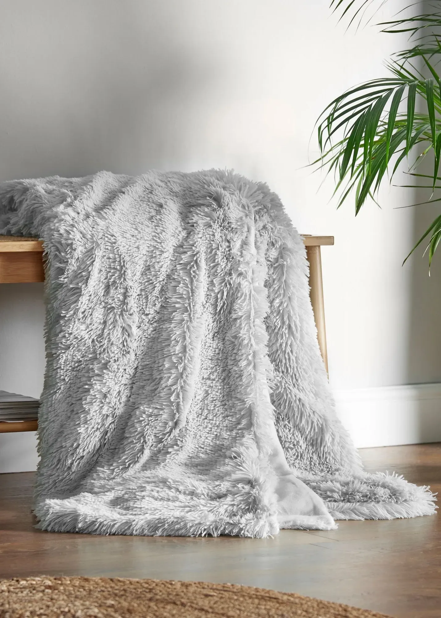 Cuddly Deep Pile Blanket Throw - Grey, Polyester product