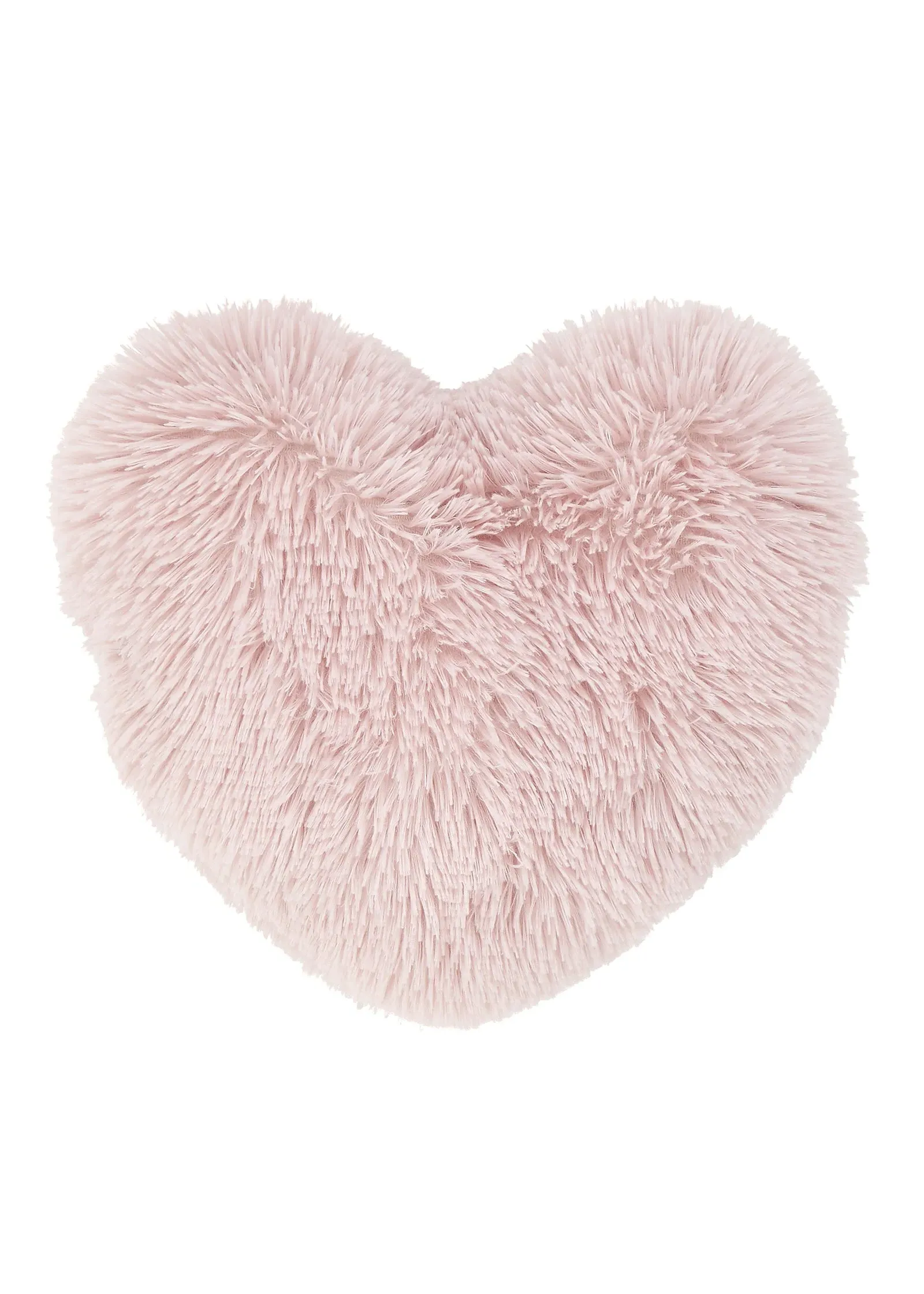 Cuddly Heart Shaped Deep Pile Faux Fur Cushion - Pink, Polyester product