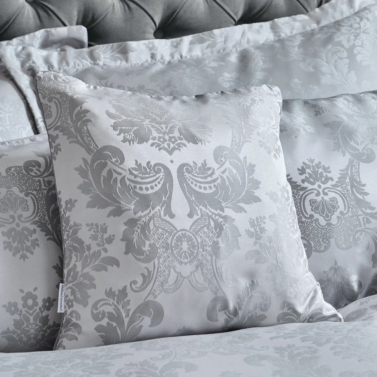 Damask Jacquard Square Cushion - Grey, Polyester product