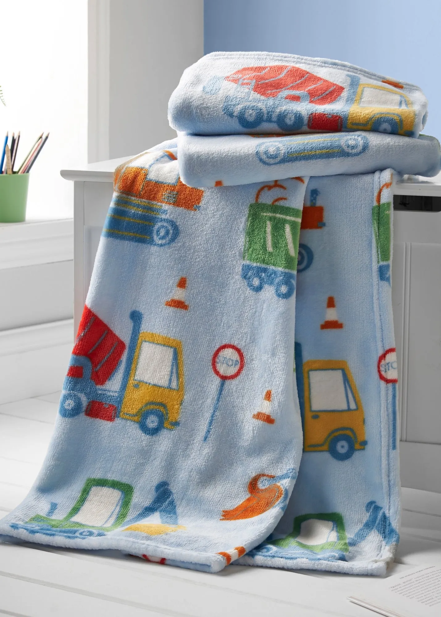 Digger Dreams Fleece Blanket Throw - Blue product