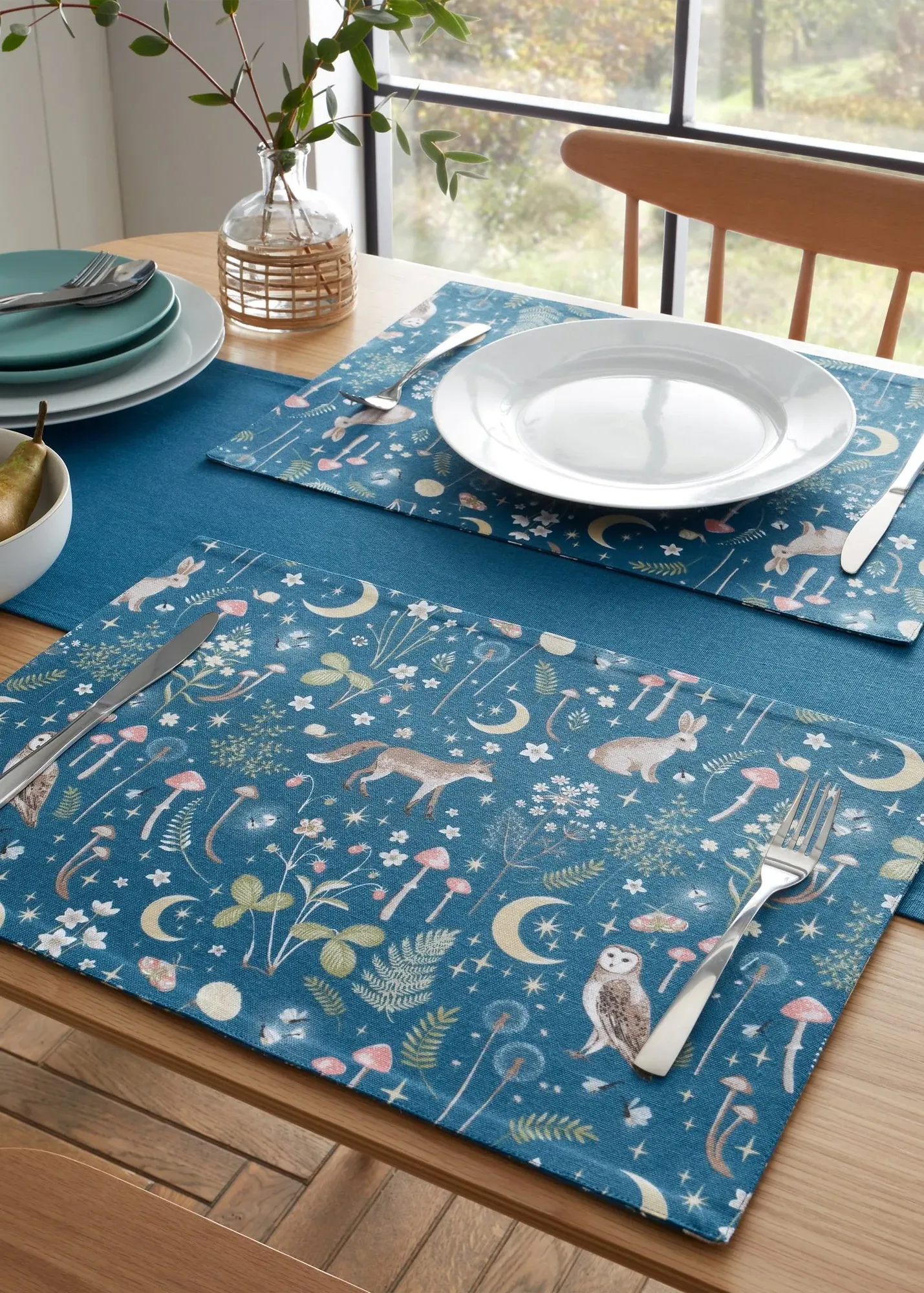 Enchanted Animals Cotton Dining Placemats 4 Pack - Navy product