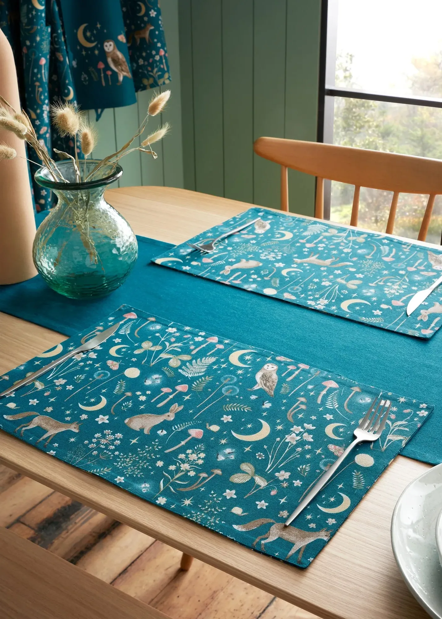 Enchanted Animals Dining Placemat 4 Pack - Green, Cotton product