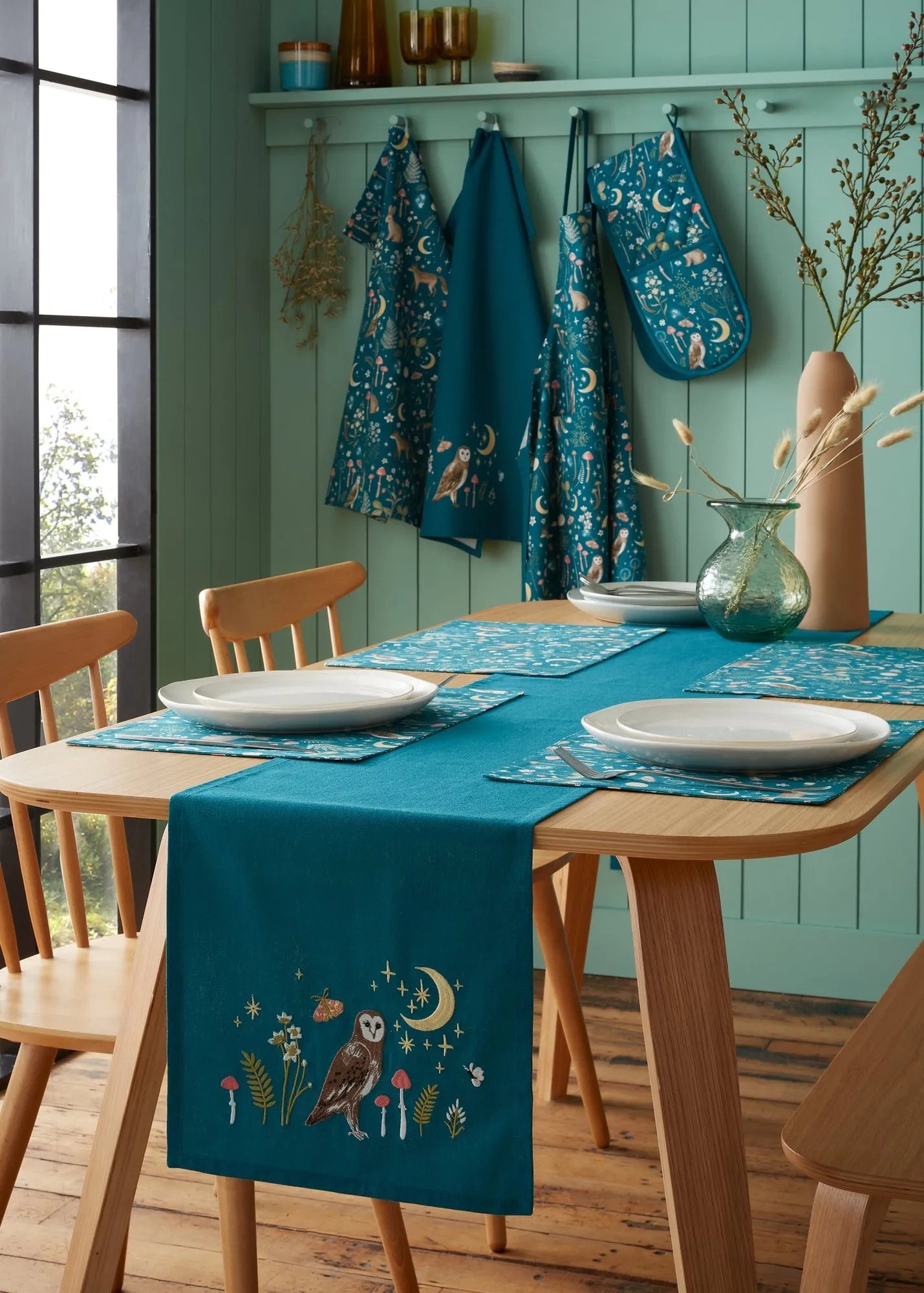 Enchanted Animals Dining Table Runner - Green, Cotton product