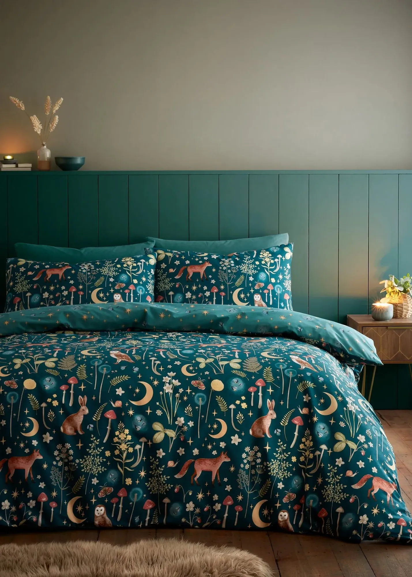 Enchanted Animals Reversible Single Duvet Cover Set - Green product