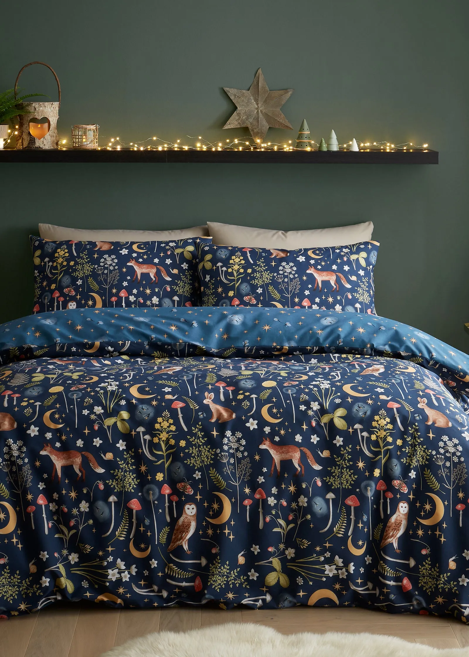 Enchanted Animals Reversible Single Duvet Cover Set - Navy product