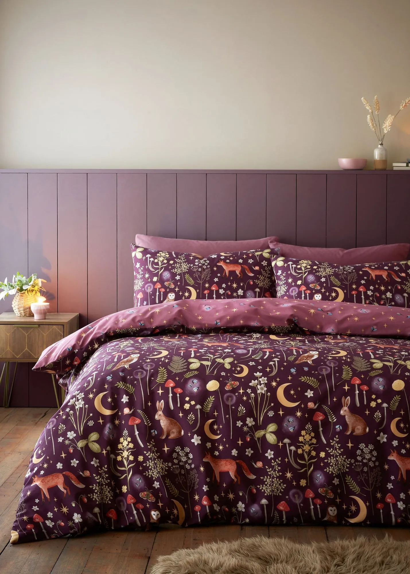Enchanted Animals Reversible Single Duvet Cover Set - Purple product