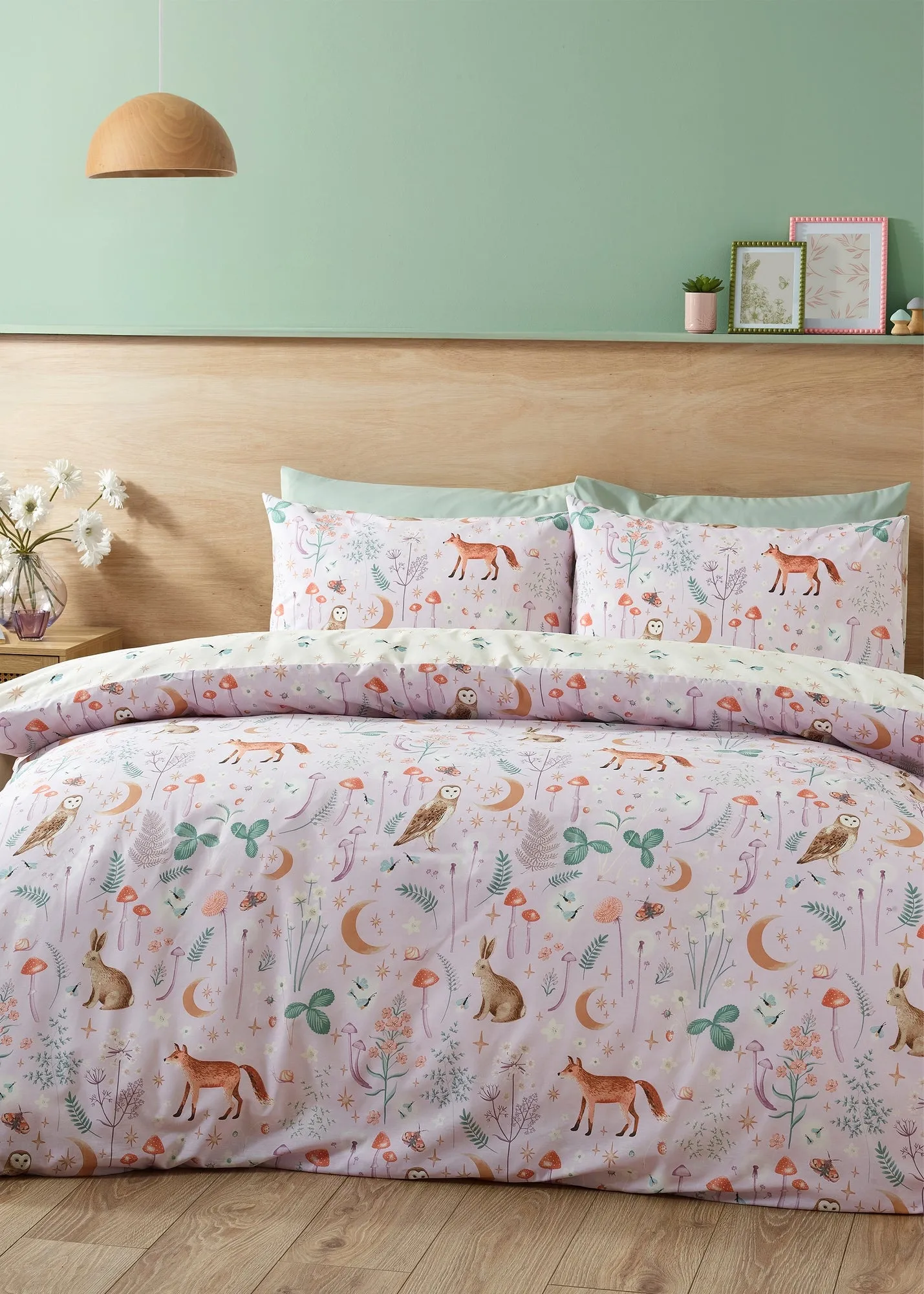 Enchanted Animals Single Reversible Duvet Cover Set - Lilac, Polycotton product