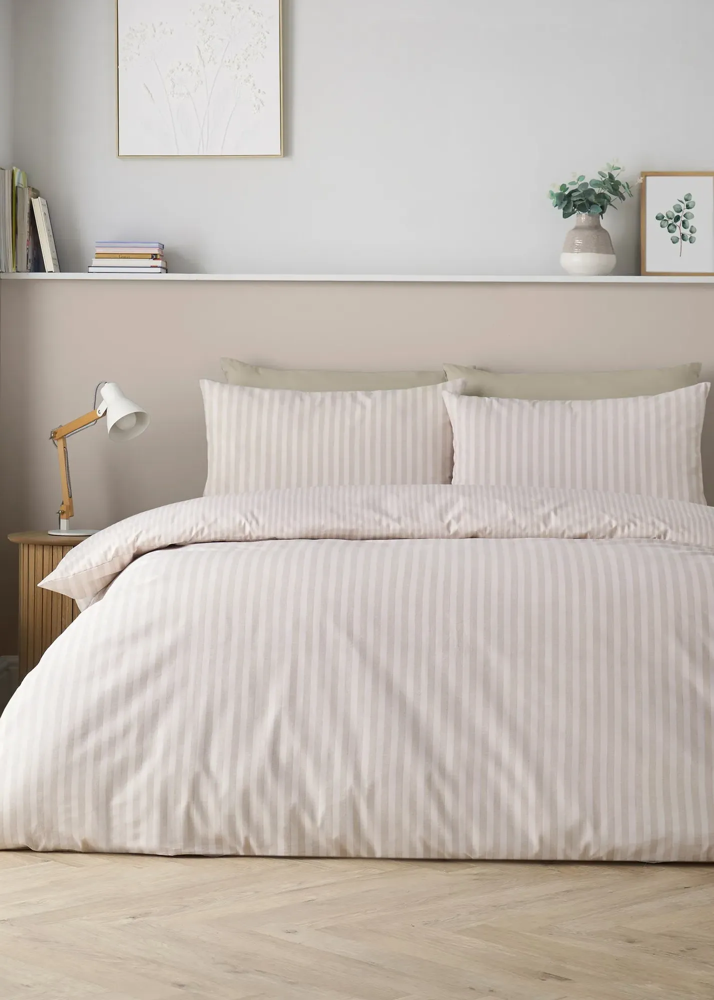 Epping Textured Stripe Reversible Single Duvet Cover Set - Natural, Polyester product
