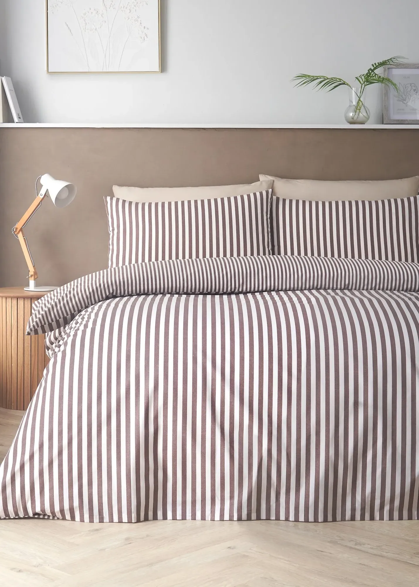 Epping Textured Stripe Single Reversible Duvet Cover Set - Brown product