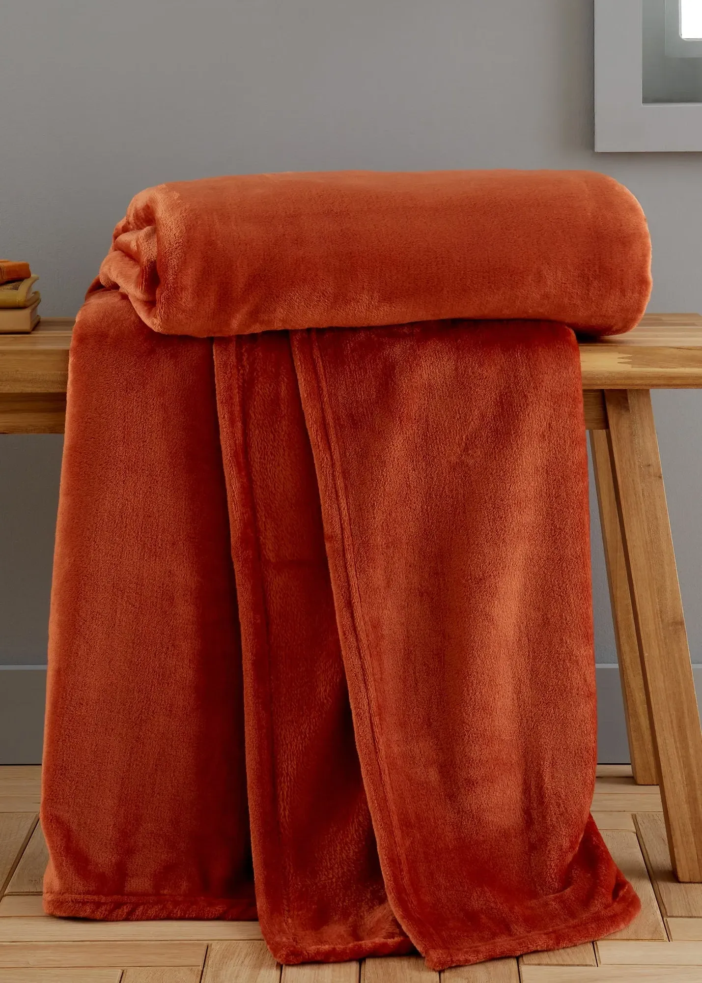 Extra Large Raschel Velvet Touch Blanket Throw - Orange, Polyester product