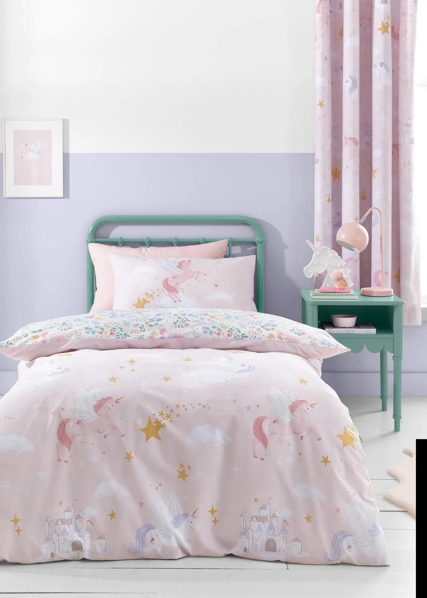 Fairytale Unicorn Single Reversible Duvet Cover Set - Pink product