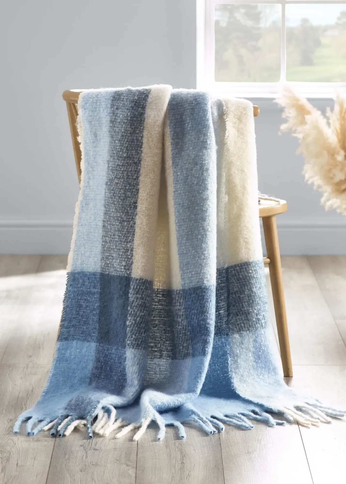 Faux Mohair Check Blanket Throw 130x170 cm - Blue product
