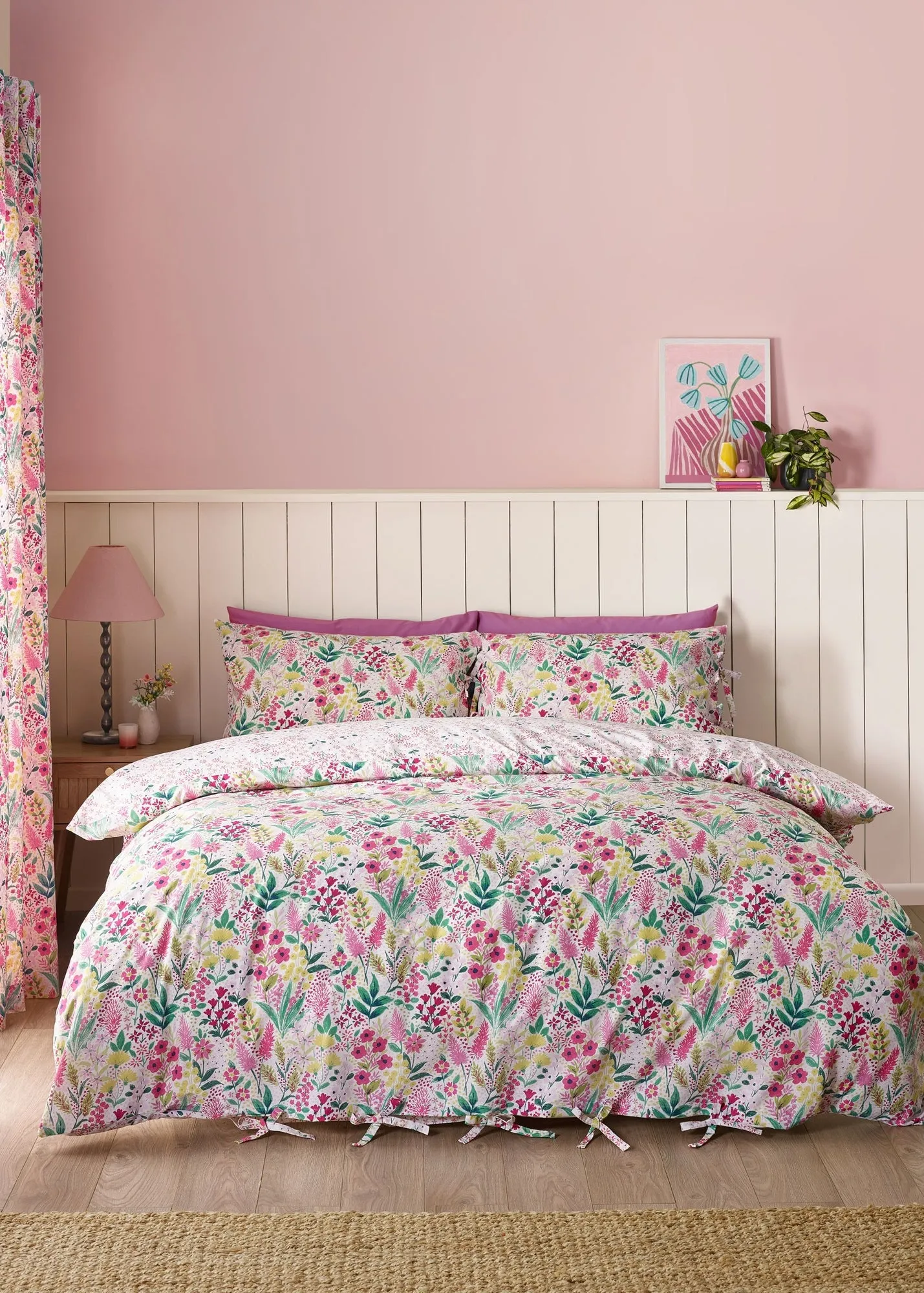 Floral Reversible Double Duvet Cover Set - Pink, Polyester product
