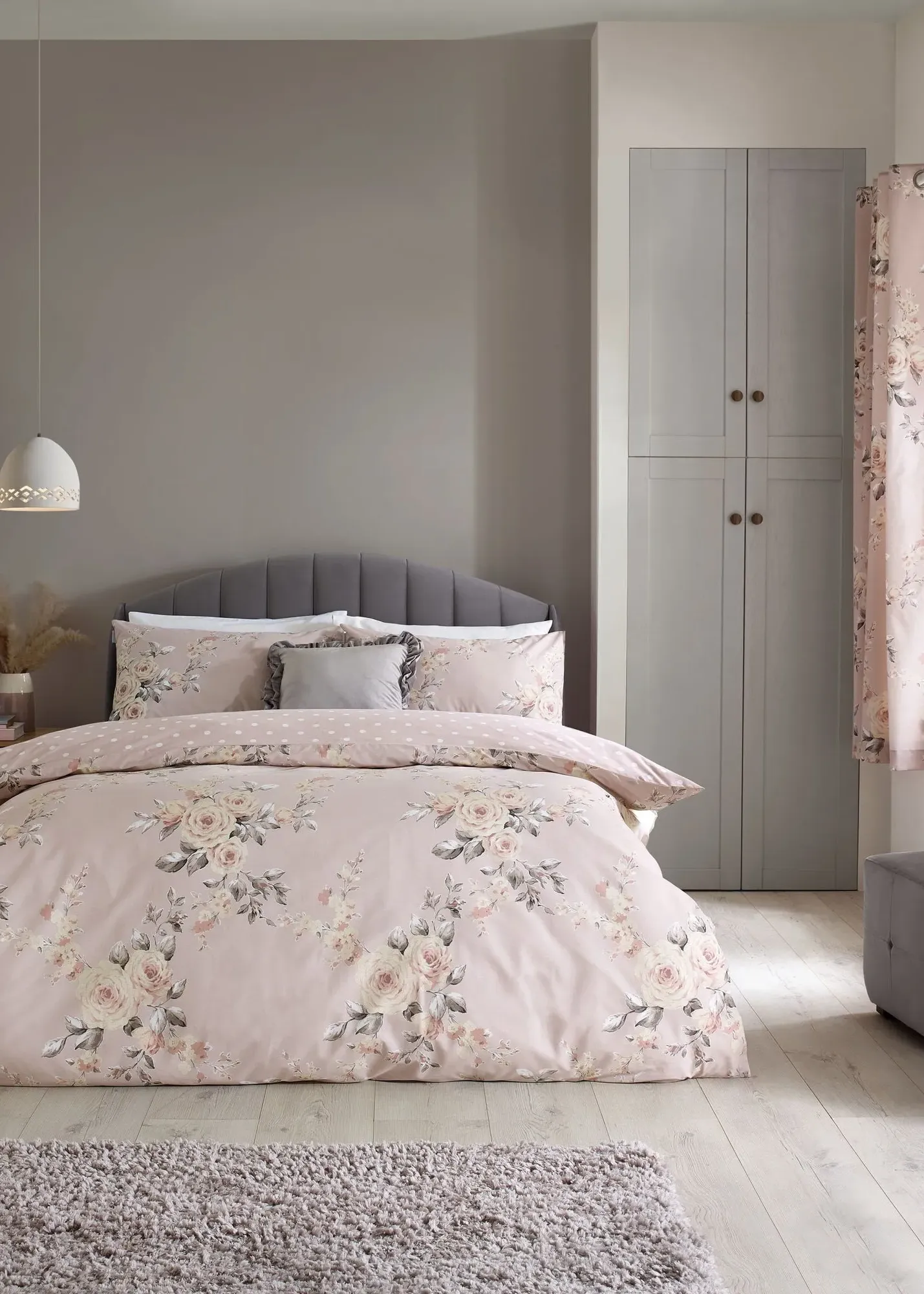 Floral Reversible Single Duvet Cover Set - Pink product
