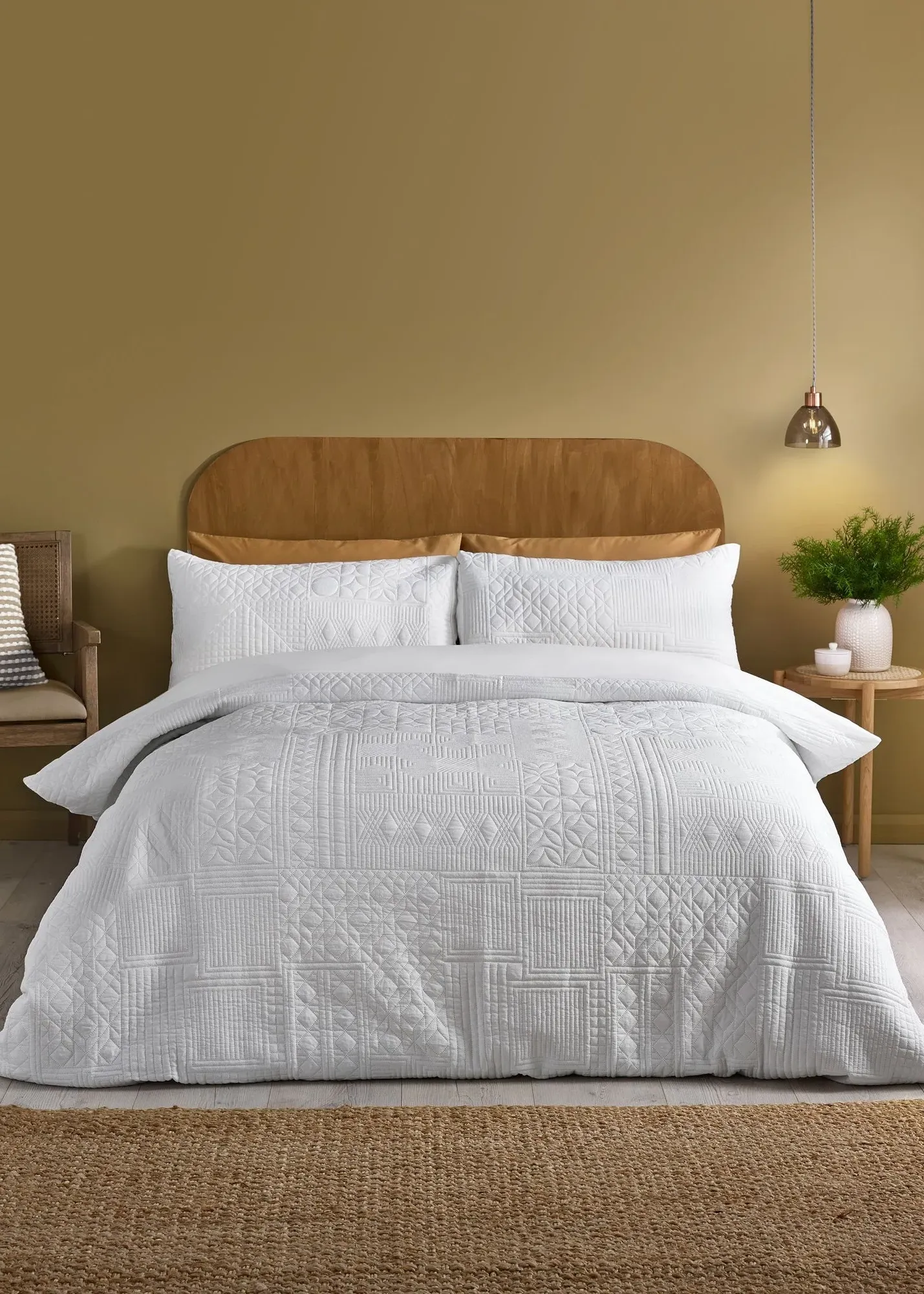Folkstone Geo Single Duvet Cover Set - White product