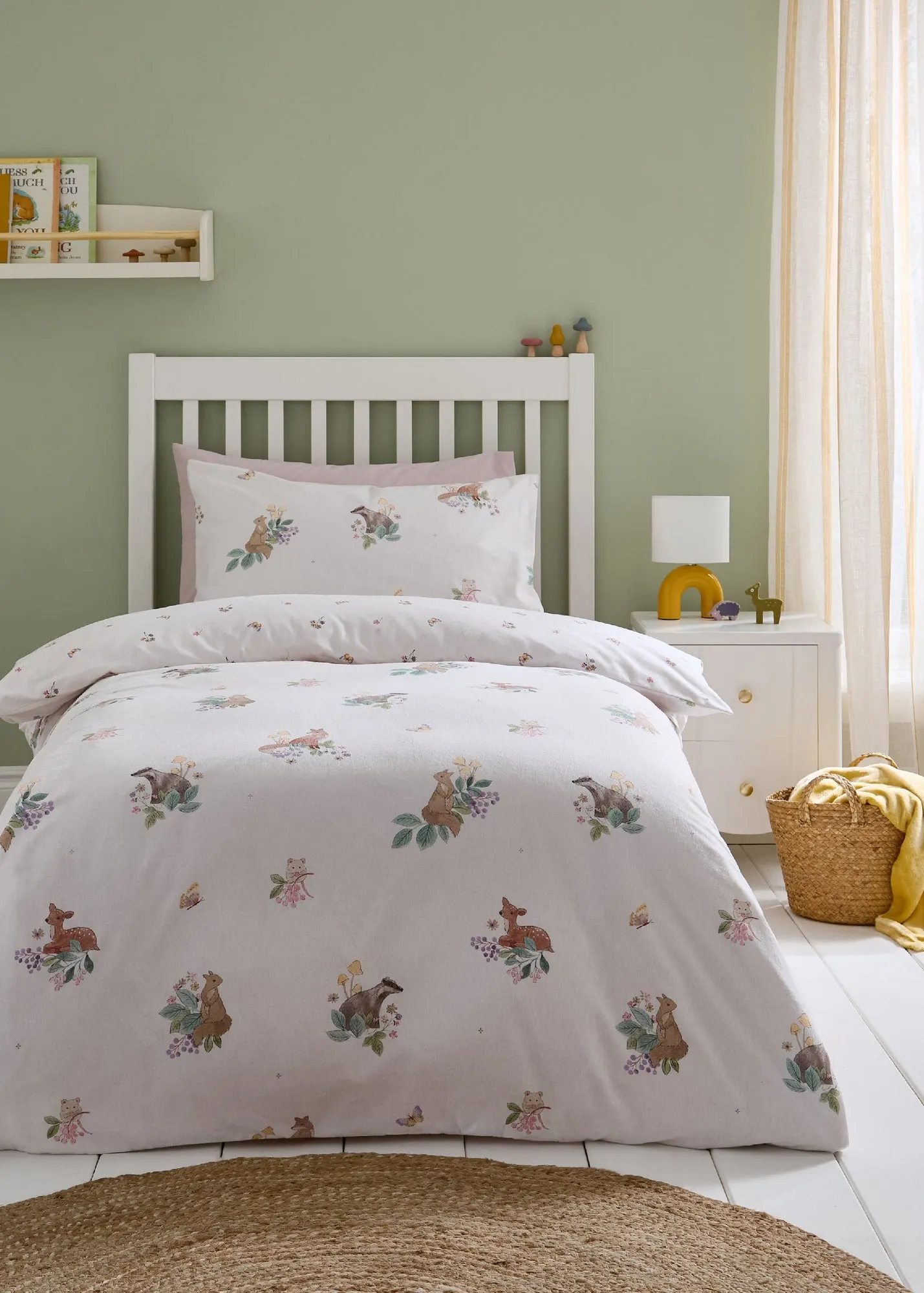 Forest Friends Junior Reversible Duvet Cover Set - Cream, Brushed Cotton product