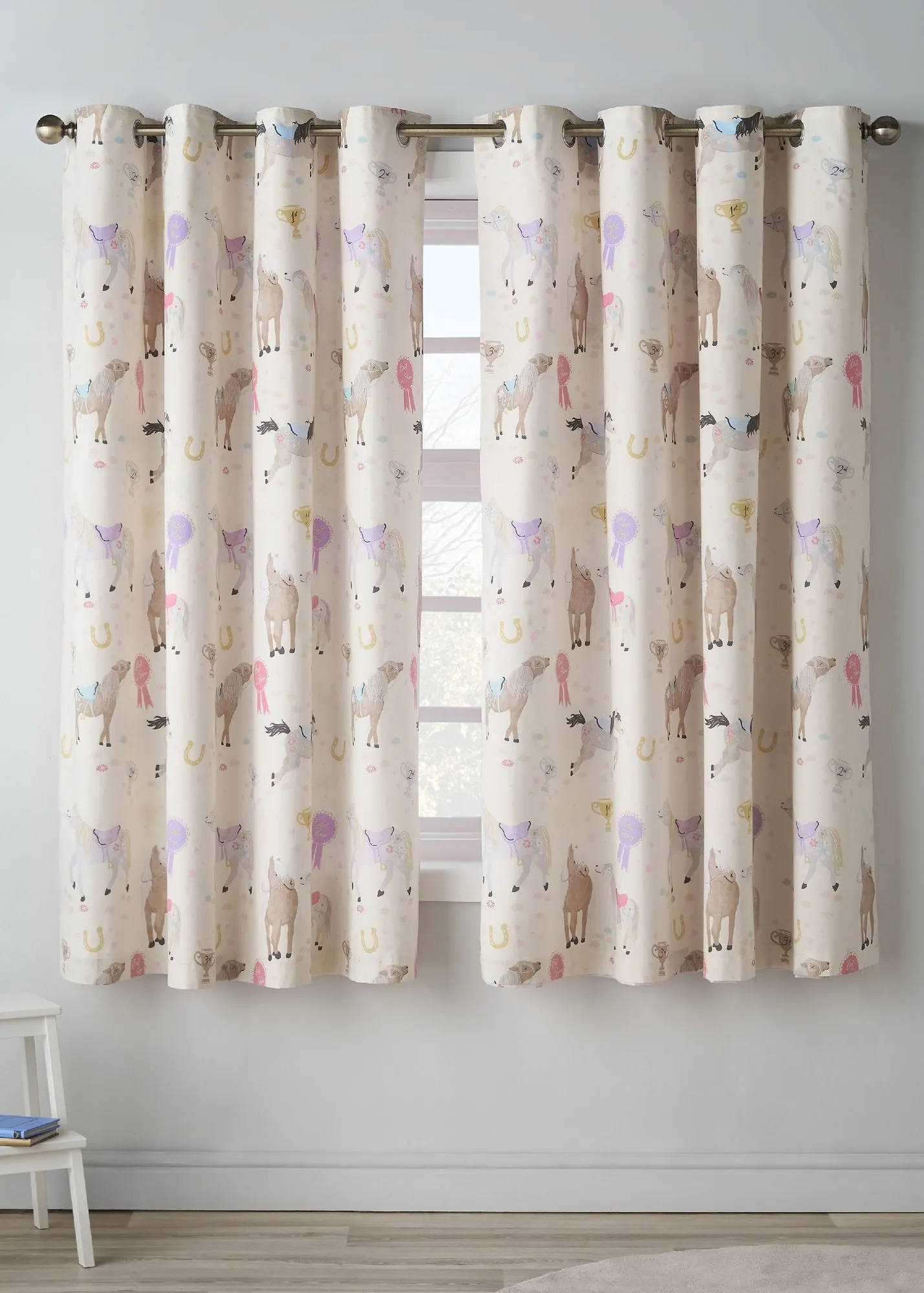 Happy Horses Fully Reversible Eyelet Curtains - Cream, Polyester product