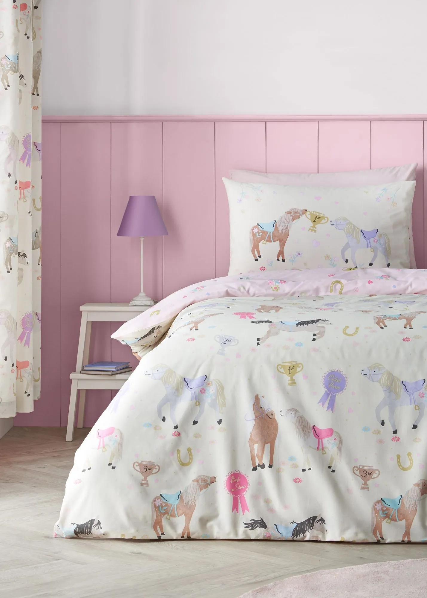 Happy Horses Junior Reversible Duvet Cover Set - Cream, Polyester product