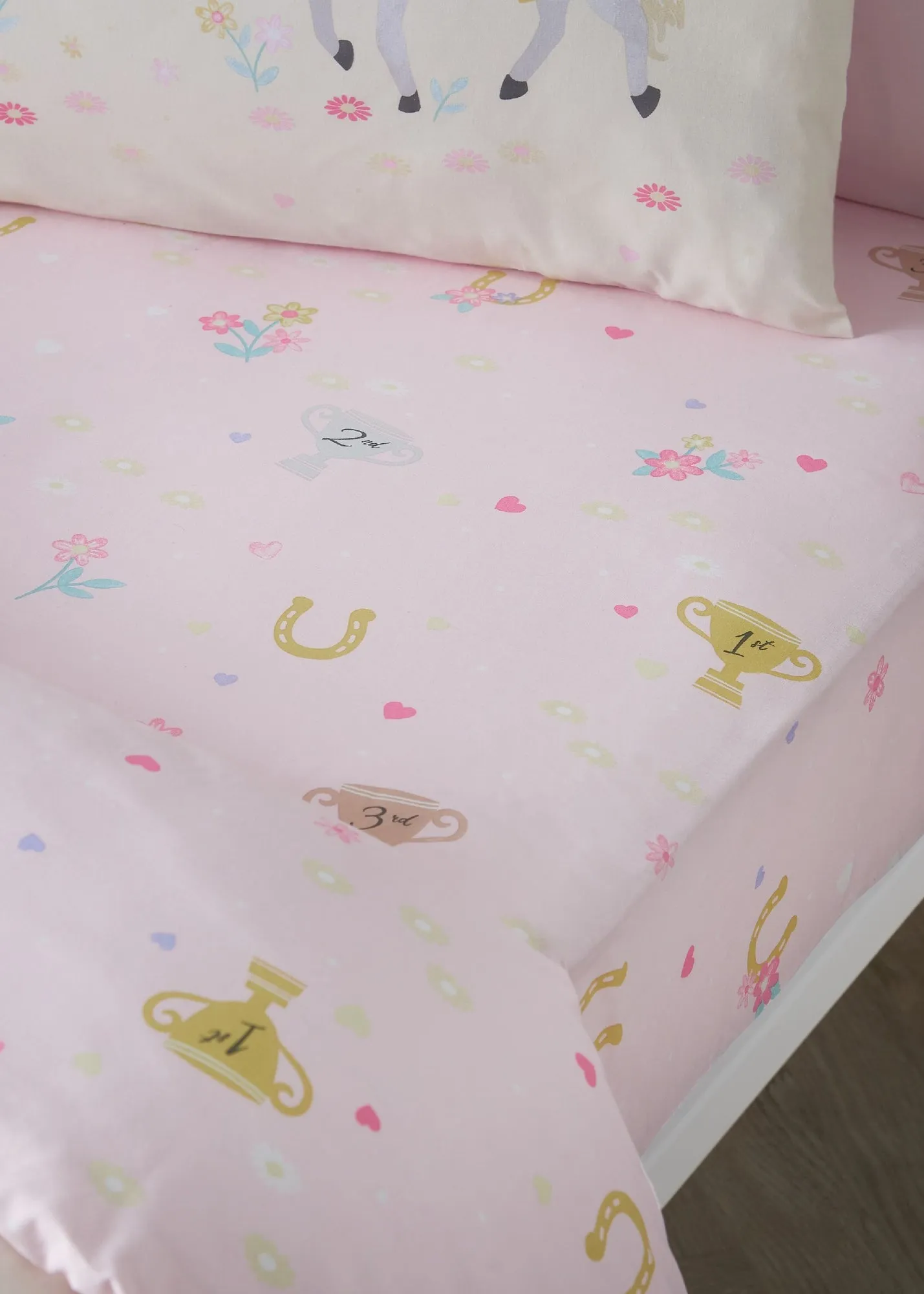 Happy Horses Single Fitted Sheet - Pink, Polyester product