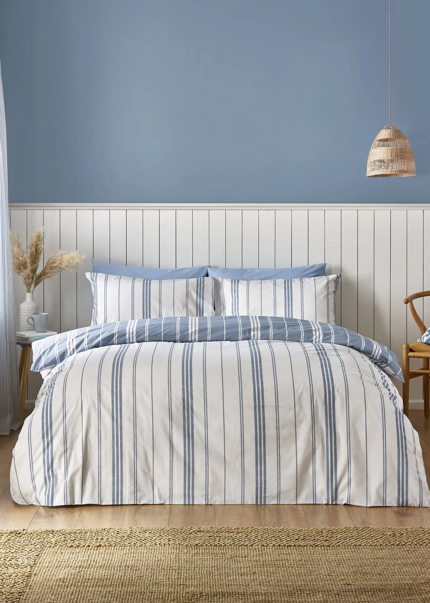 Harbour Stripe Single Reversible Duvet Cover Set - Blue product