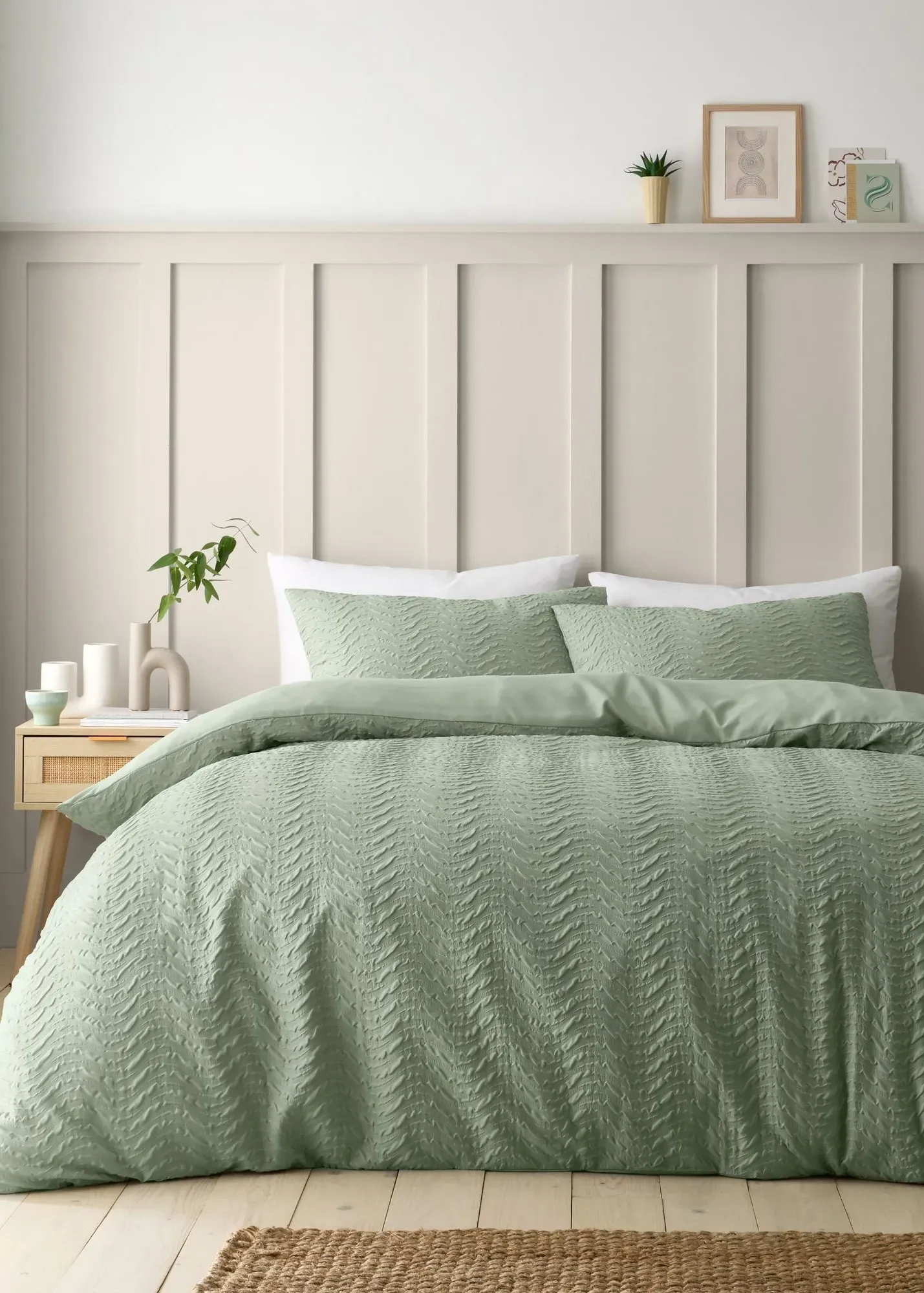 Heatset Wave Single Duvet Cover Set - Green, Microfibre product