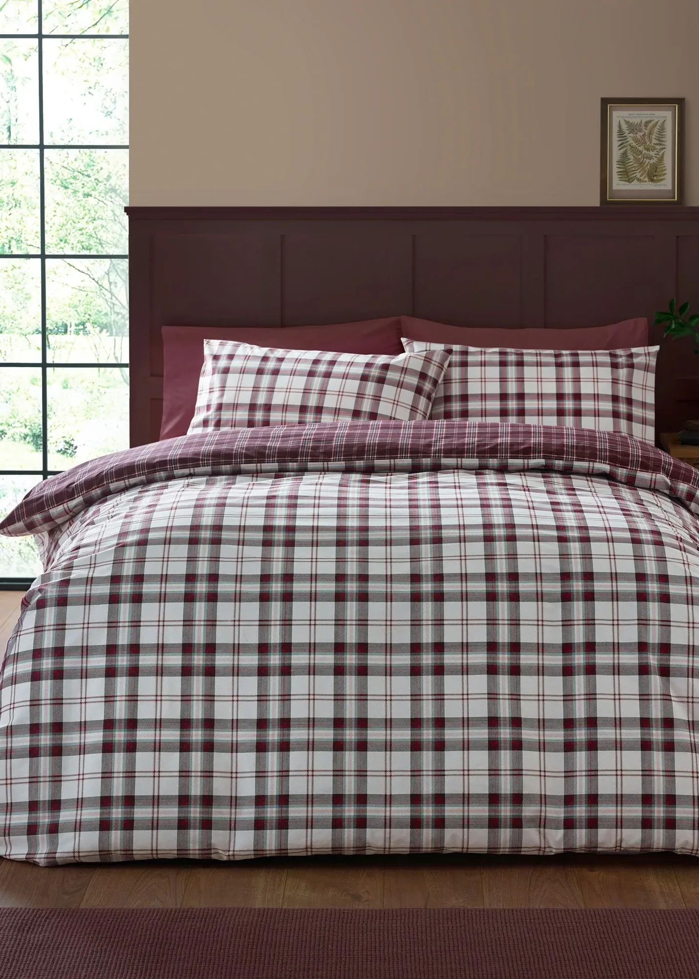 Kelso Check Reversible Single Duvet Cover Set - Purple product