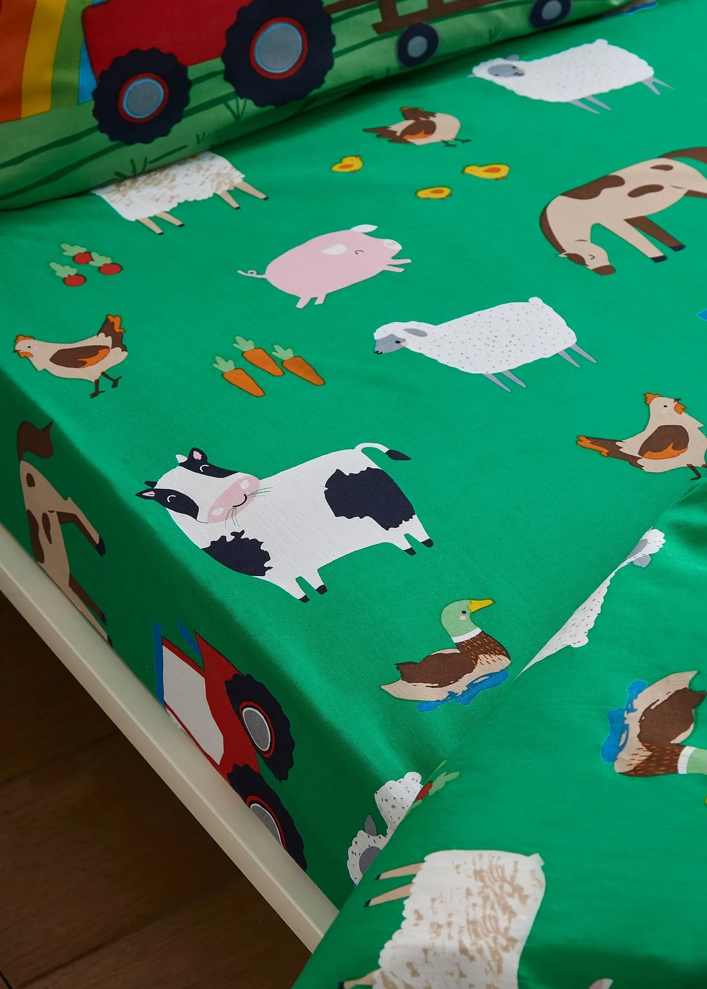 Kids Farmyard Animals Junior Fitted Sheet - Green product