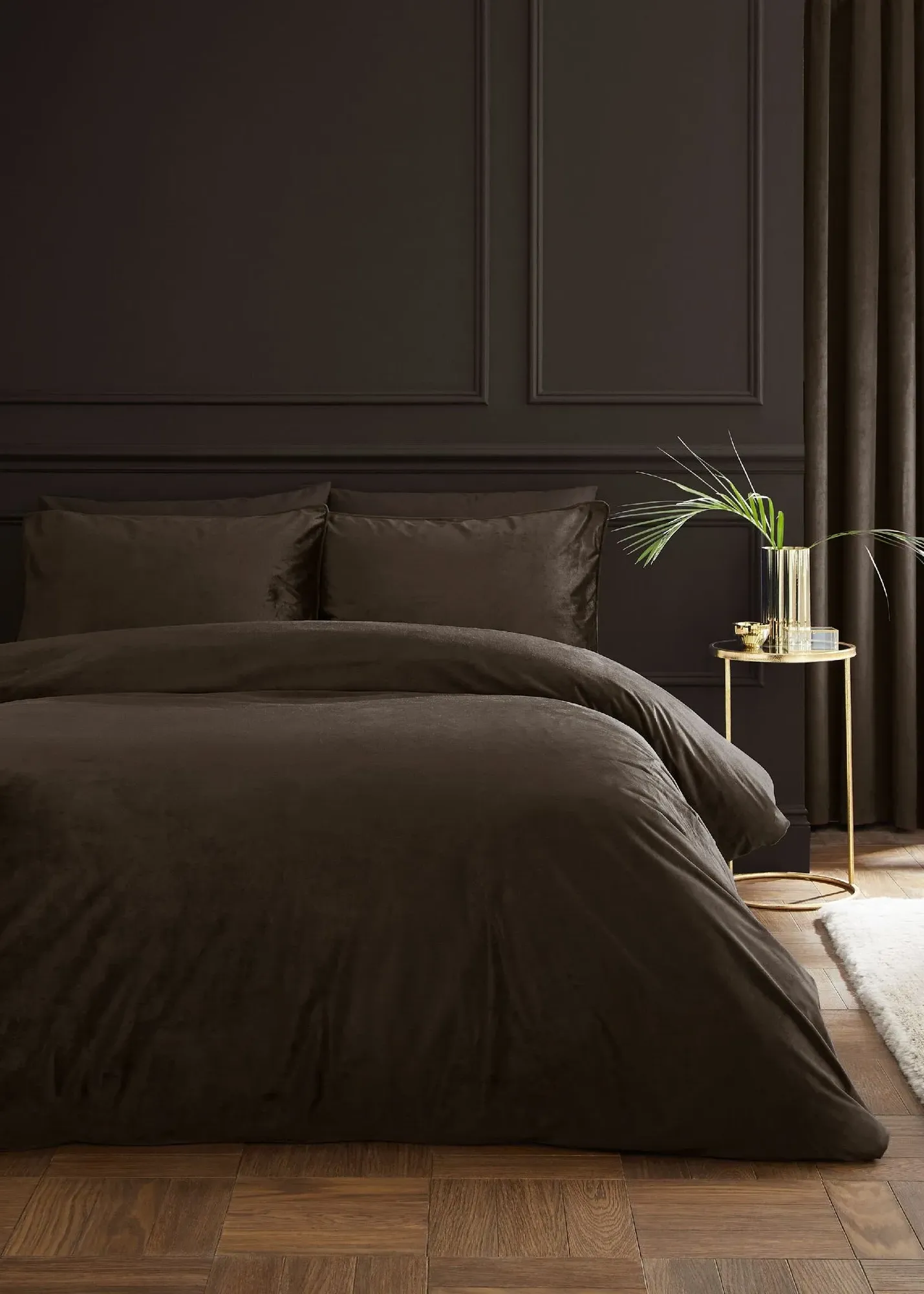 Kingsley Single Duvet Cover Set - Brown, Velvet product