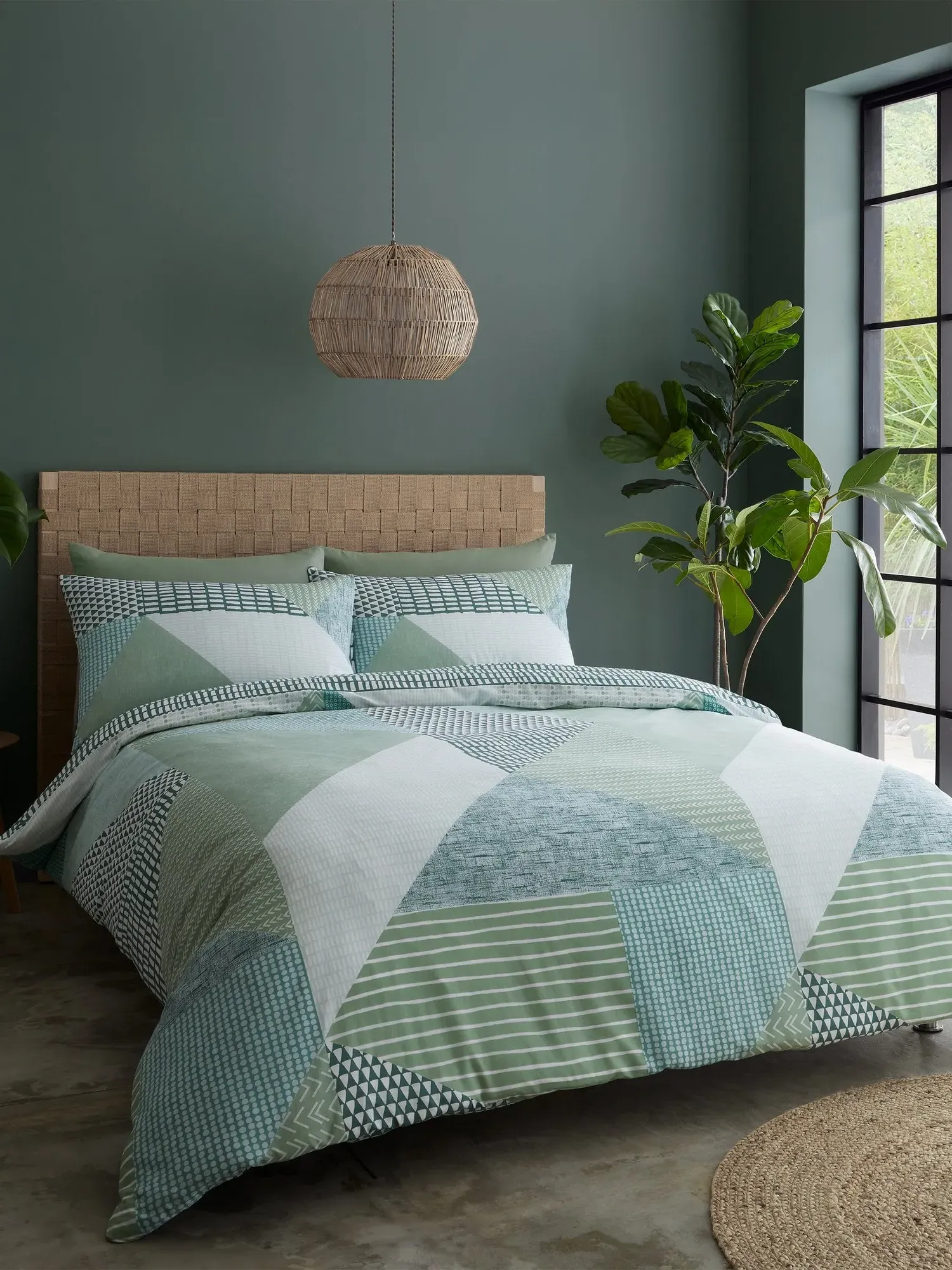 Larsson Geo Reversible Single Duvet Cover Set - Green product
