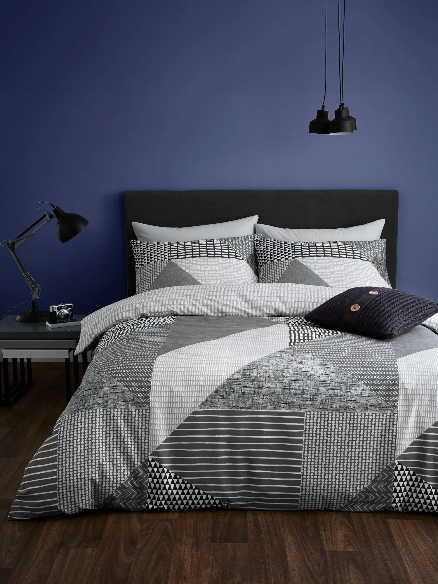 Larsson Geo Single Reversible Duvet Cover Set - Grey product