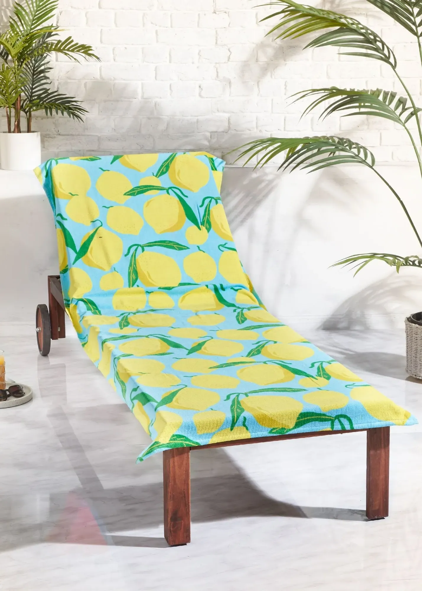 Lemons Cotton Beach Sun Lounger Towel - Blue product
