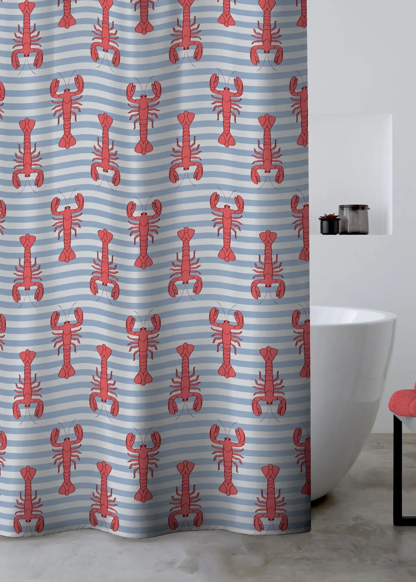 Lobster Shower Curtain Panel - Red, Polyester product