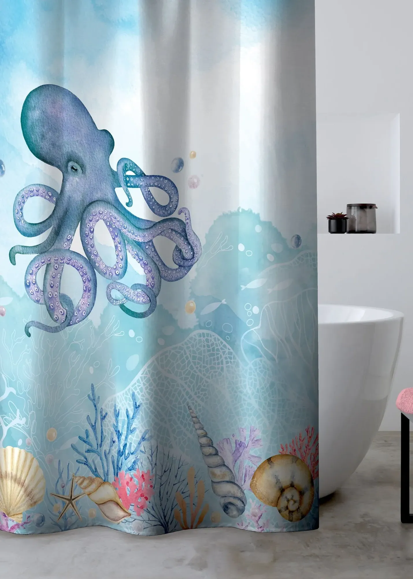 Octopus Shower Curtain - Blue, Polyester product