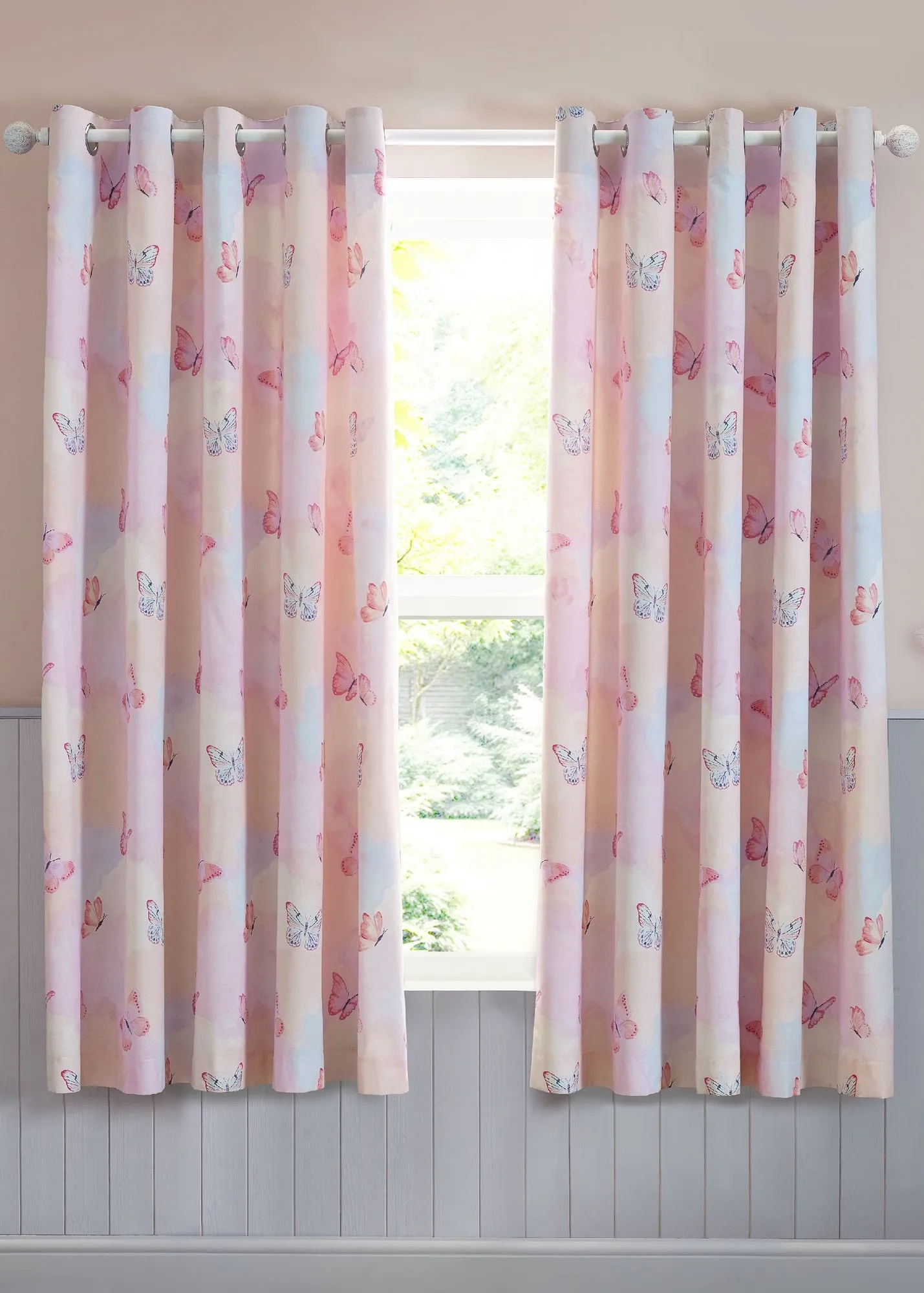 Ombre Butterflies Reversible Eyelet Curtains - Pink product